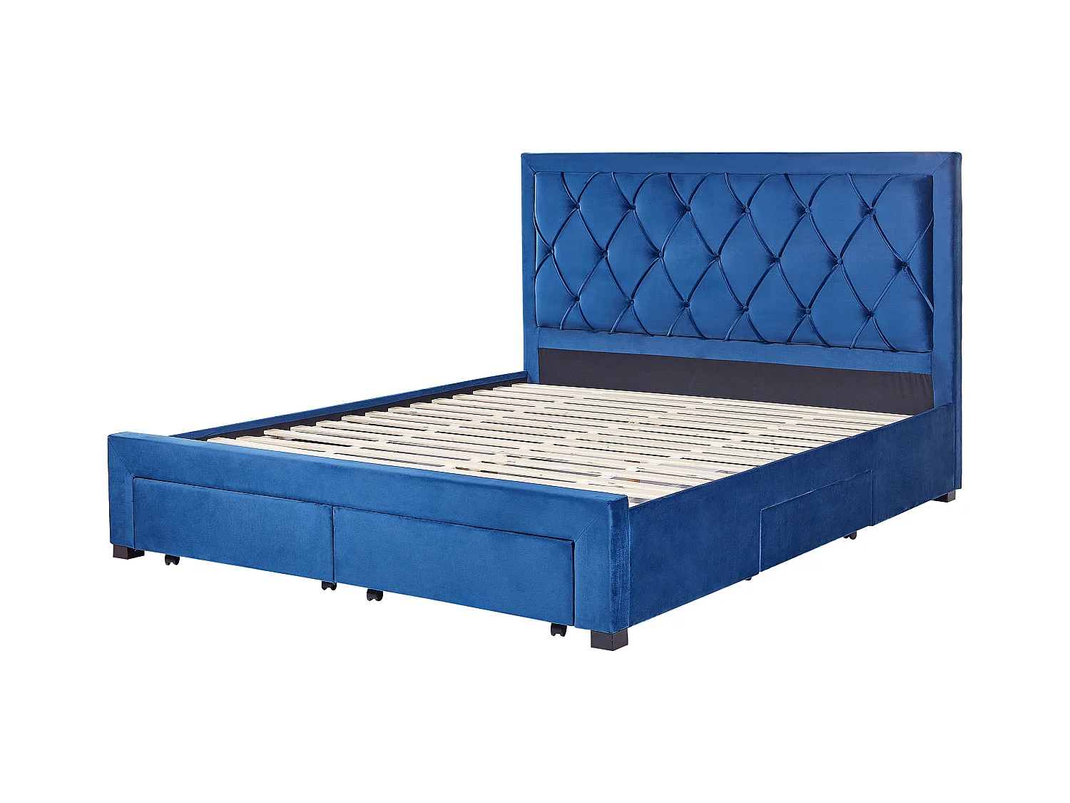 Bed met opbergladen Fluweel LIEVIN 180 x 200 cm Marineblauw