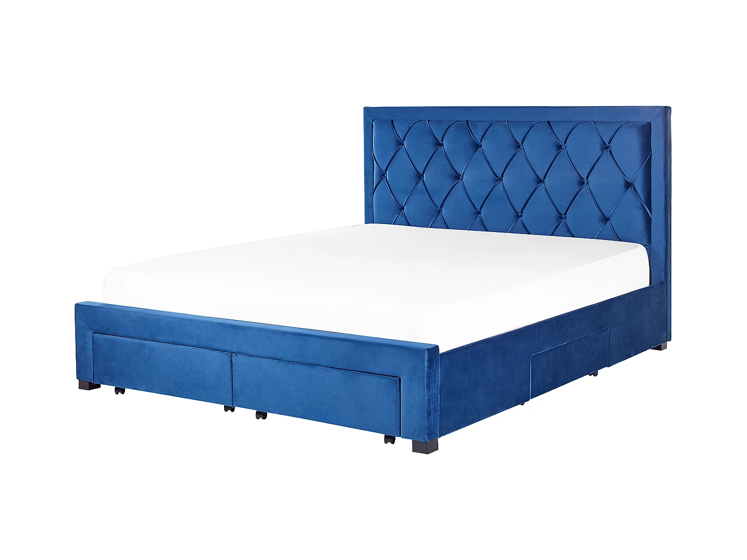 Bed met opbergladen Fluweel LIEVIN 180 x 200 cm Marineblauw