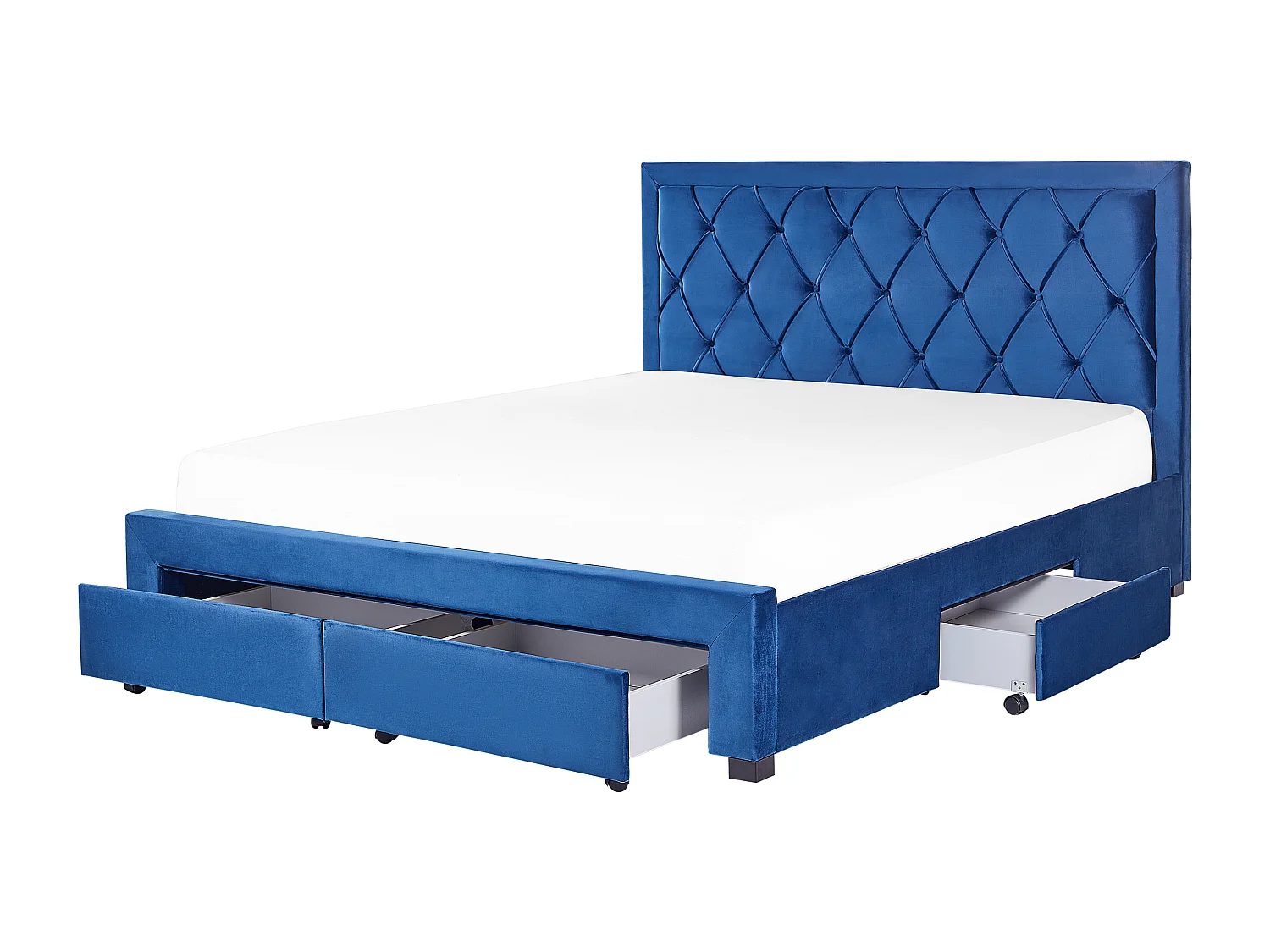 Bed met opbergladen Fluweel LIEVIN 180 x 200 cm Marineblauw