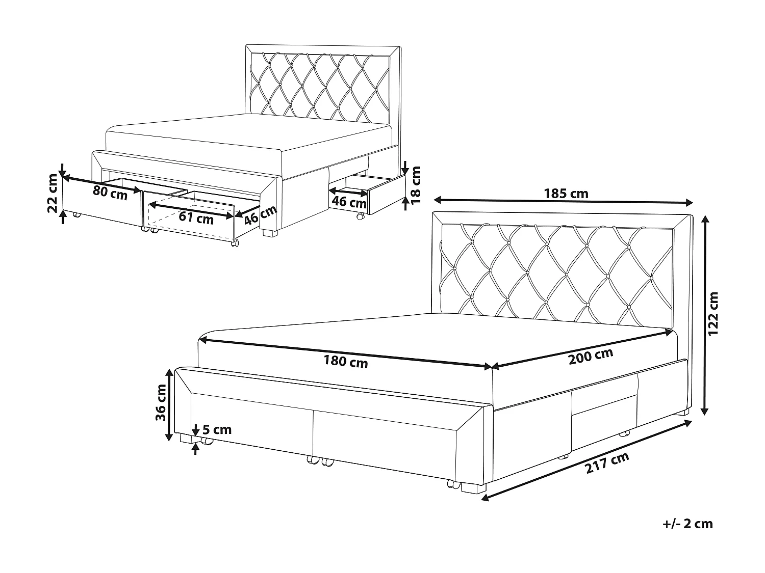 Bed met opbergladen Fluweel LIEVIN 180 x 200 cm Marineblauw