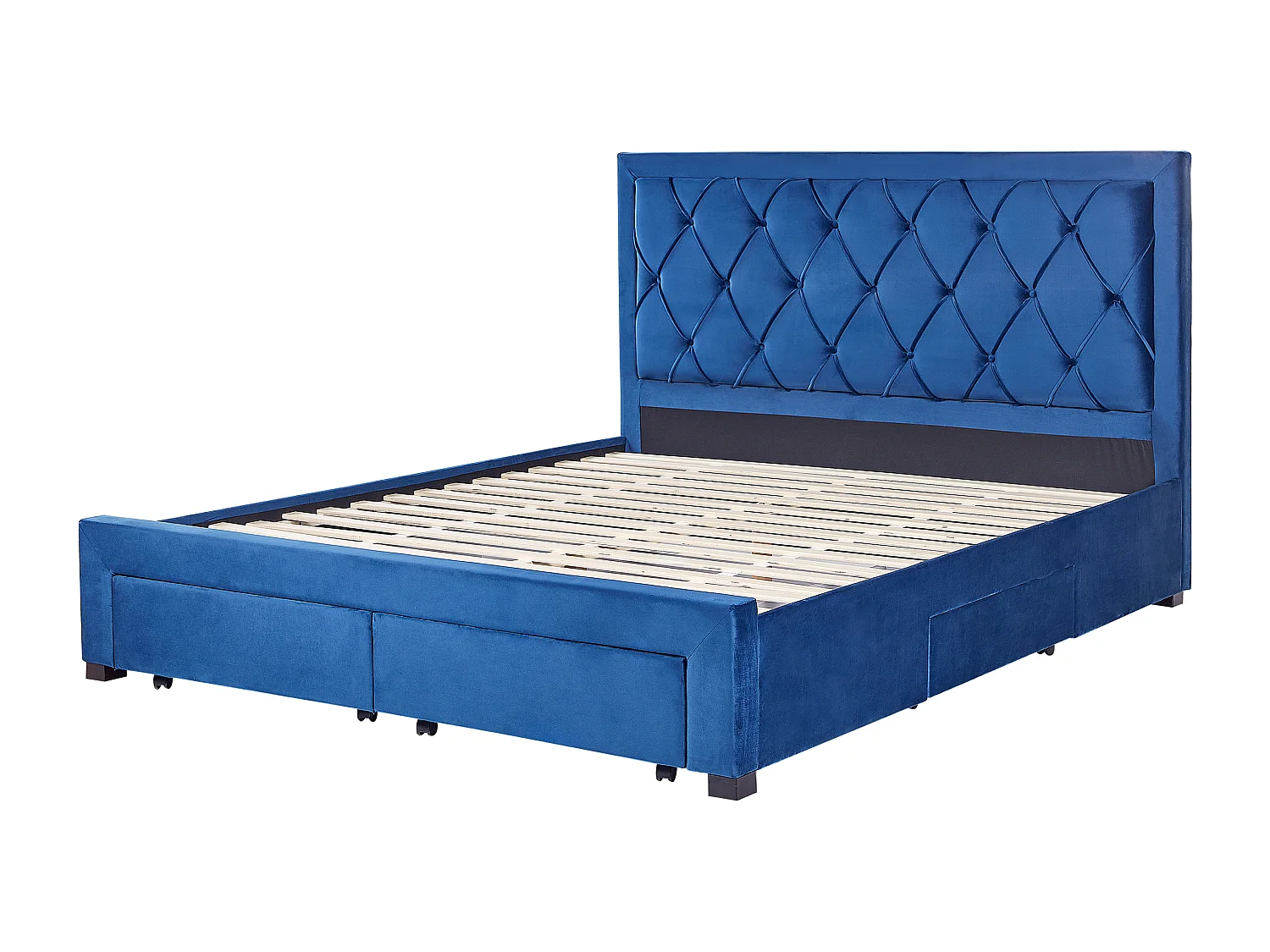Bed met opbergladen Fluweel LIEVIN 180 x 200 cm Marineblauw