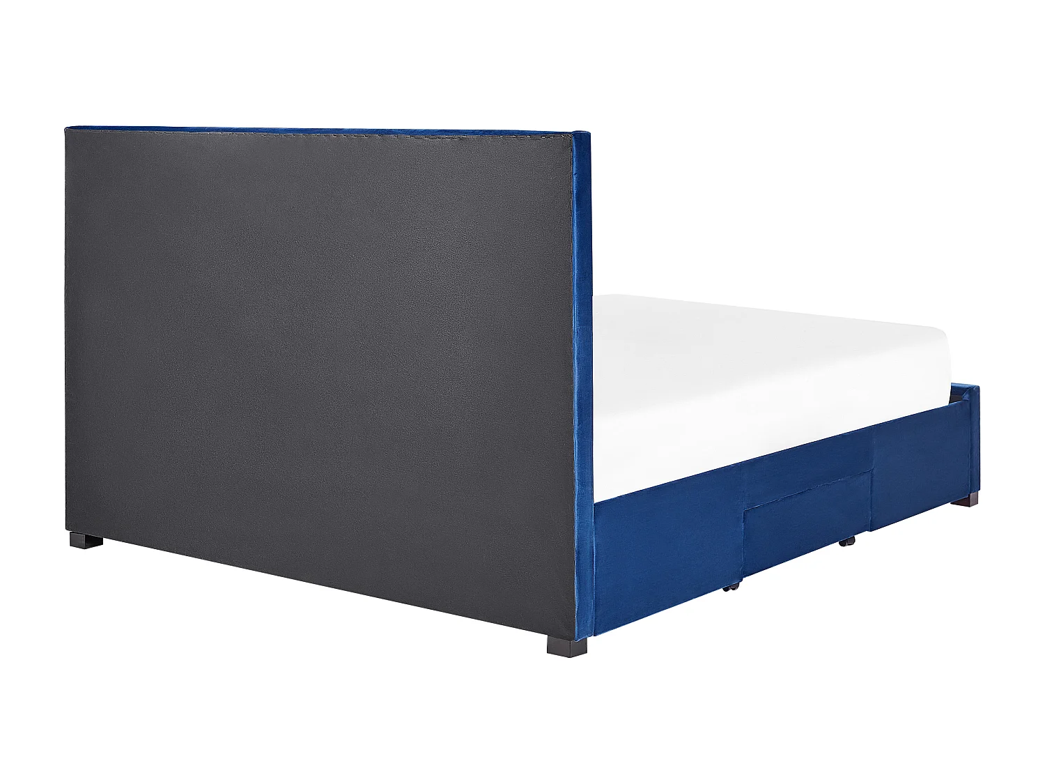 Cama com gavetas de arrumação Veludo LIEVIN 180 x 200 cm Azul marinho