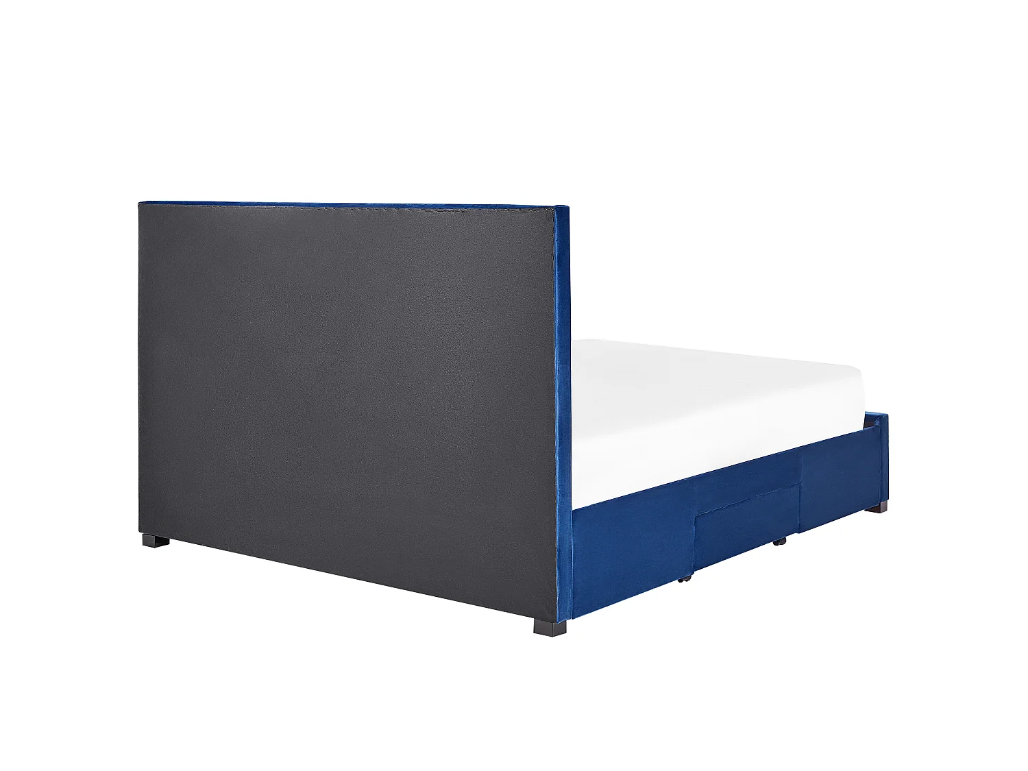 Lit avec tiroirs de rangement Velours LIEVIN 180 x 200 cm Bleu marine