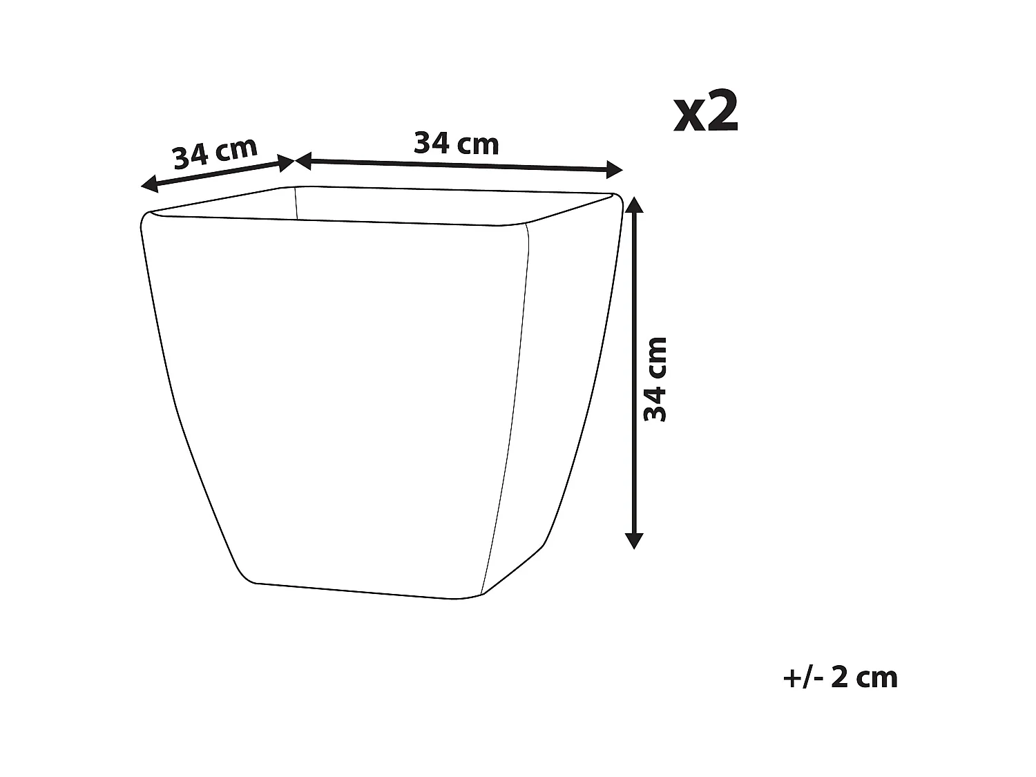 Lot de 2 pots de fleurs ZELI 34 cm Gris foncé