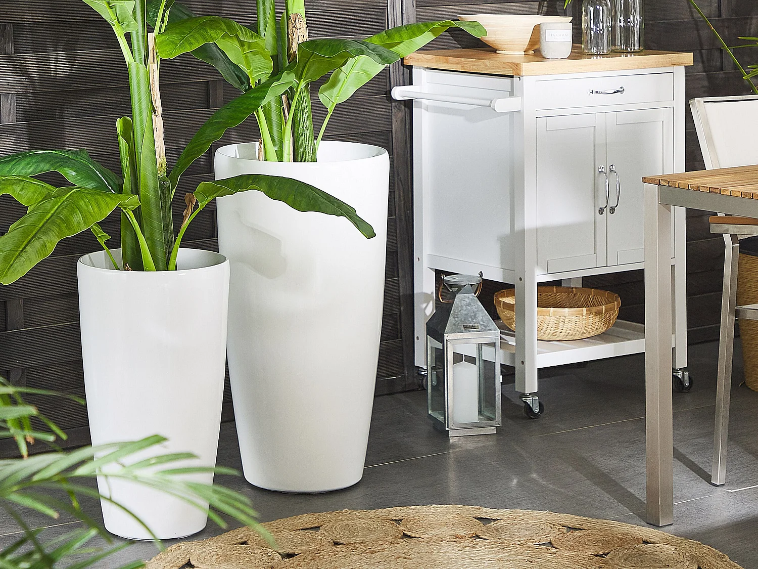 Set van 2 bloempotten TSERIA Steen 32 cm Wit