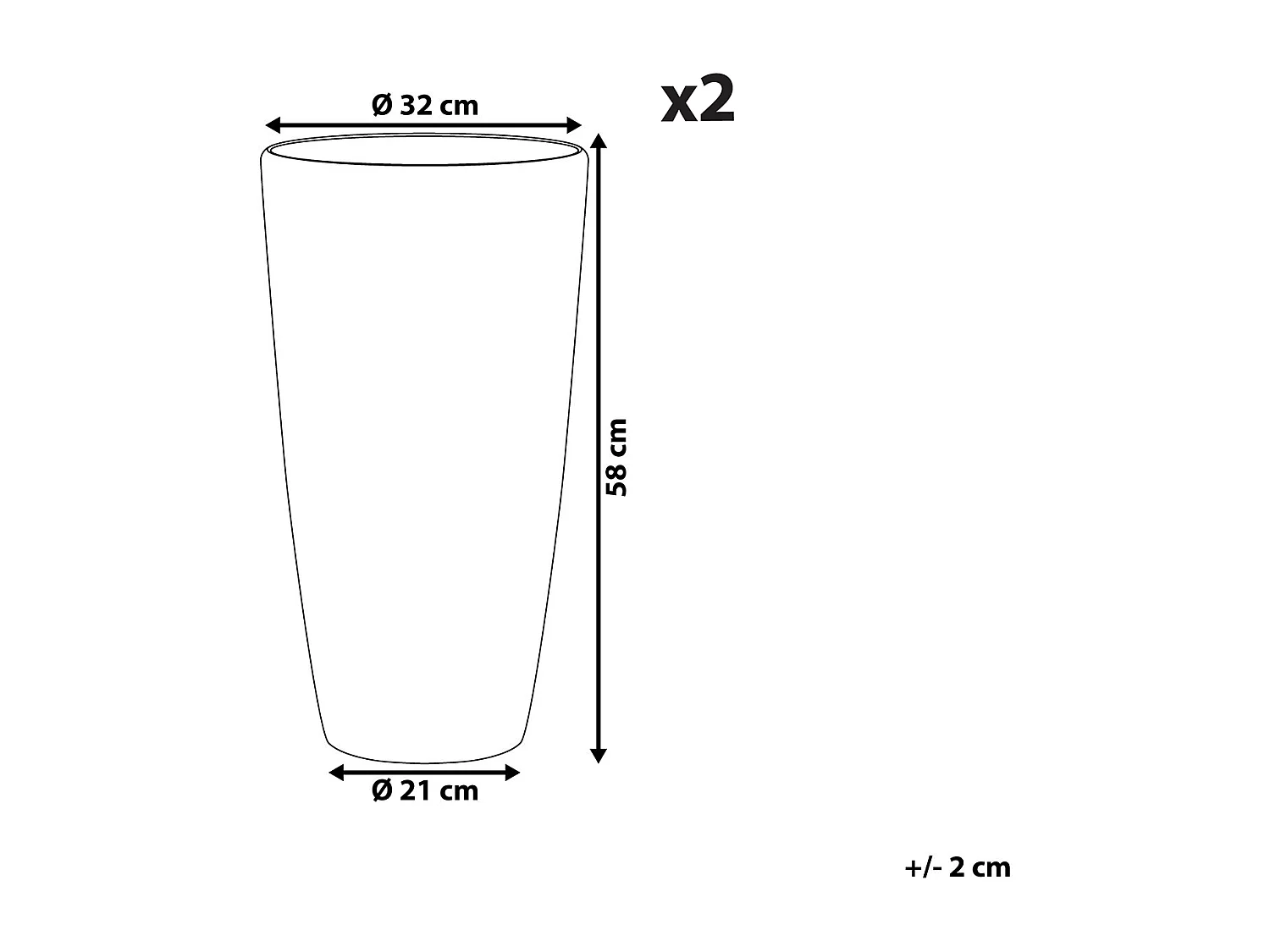 Set van 2 bloempotten TSERIA Steen 32 cm Wit