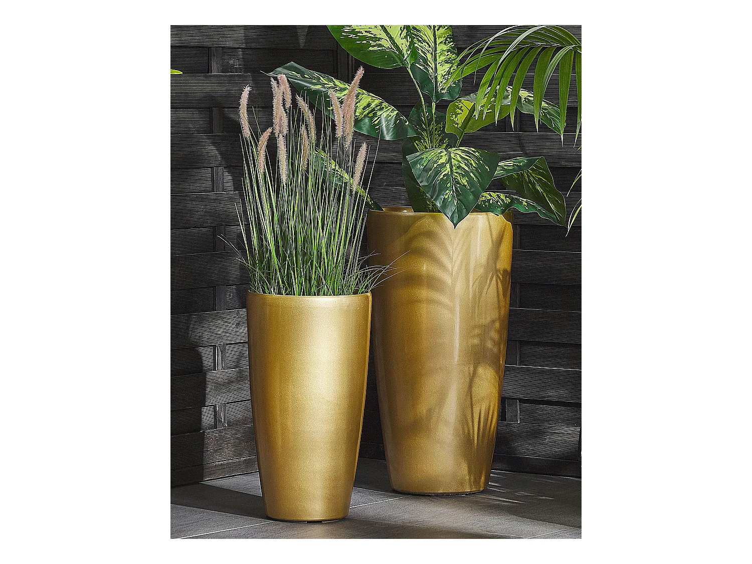 Lot de 2 pots de fleurs TSERIA 32 cm Doré