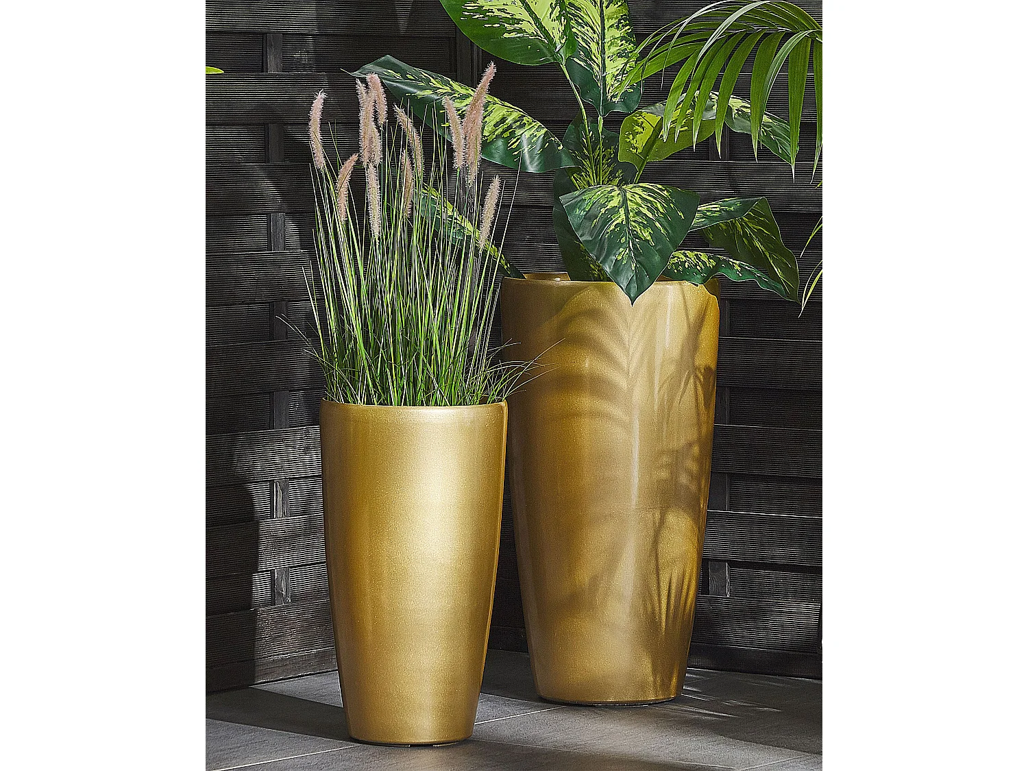 Set of 2 Plant Pots TSERIA 32 cm Gold