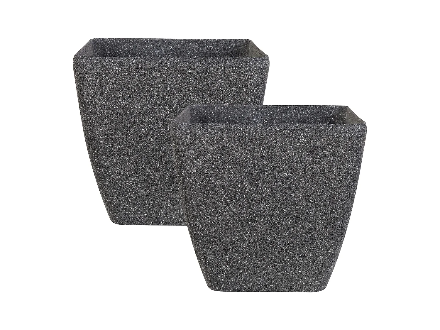 Blumentopf 2er Set Steingemisch dunkelgrau quadratisch 49 x 49 cm Modern Zeli