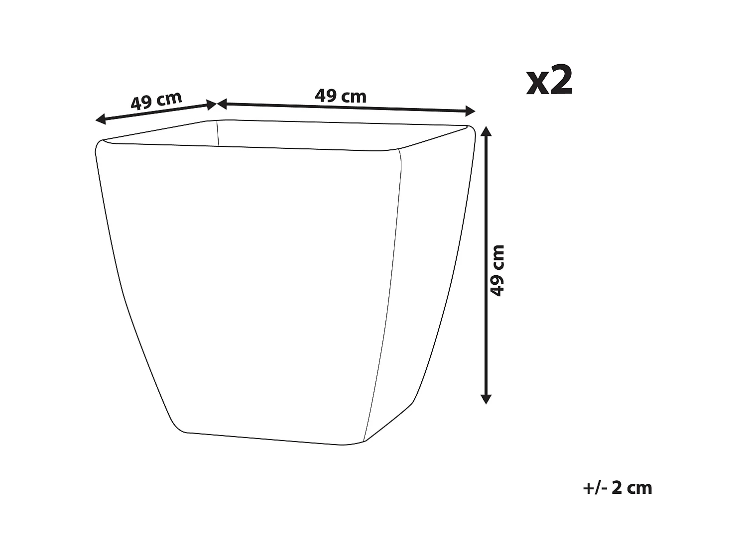 Blumentopf 2er Set Steingemisch dunkelgrau quadratisch 49 x 49 cm Modern Zeli