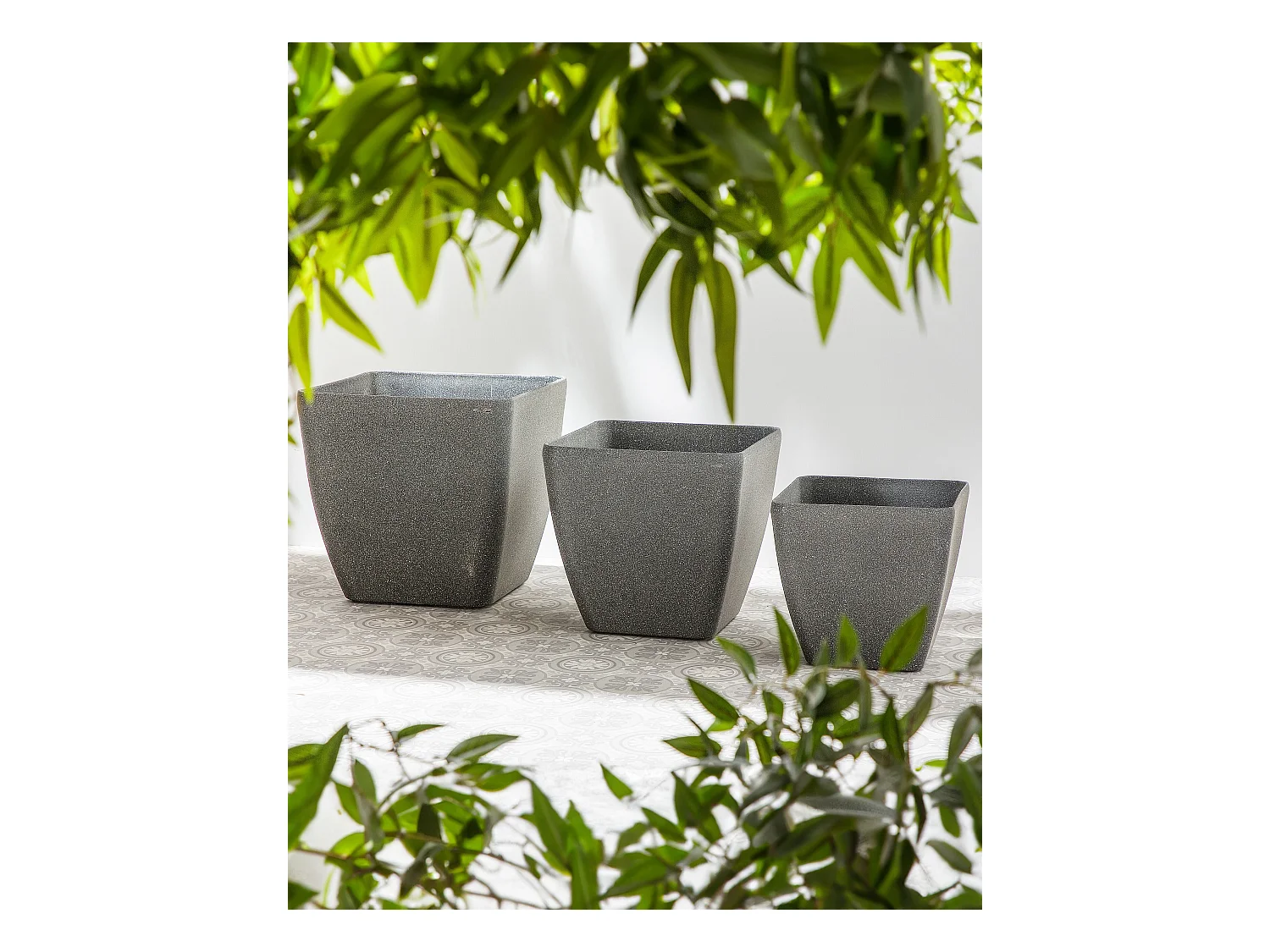 Lot de 2 pots de fleurs ZELI 49 cm Gris foncé