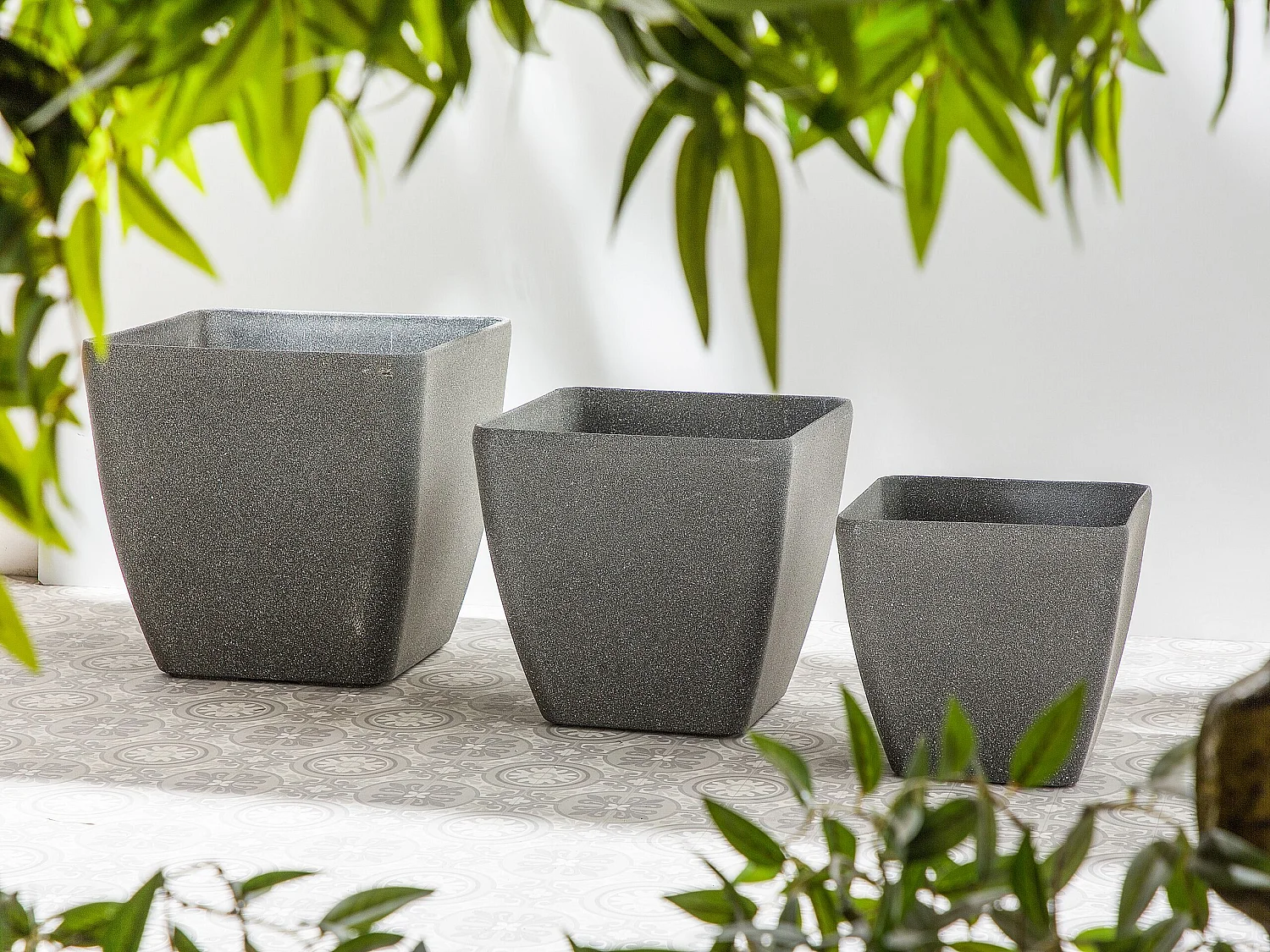 Lot de 2 pots de fleurs ZELI 49 cm Gris foncé