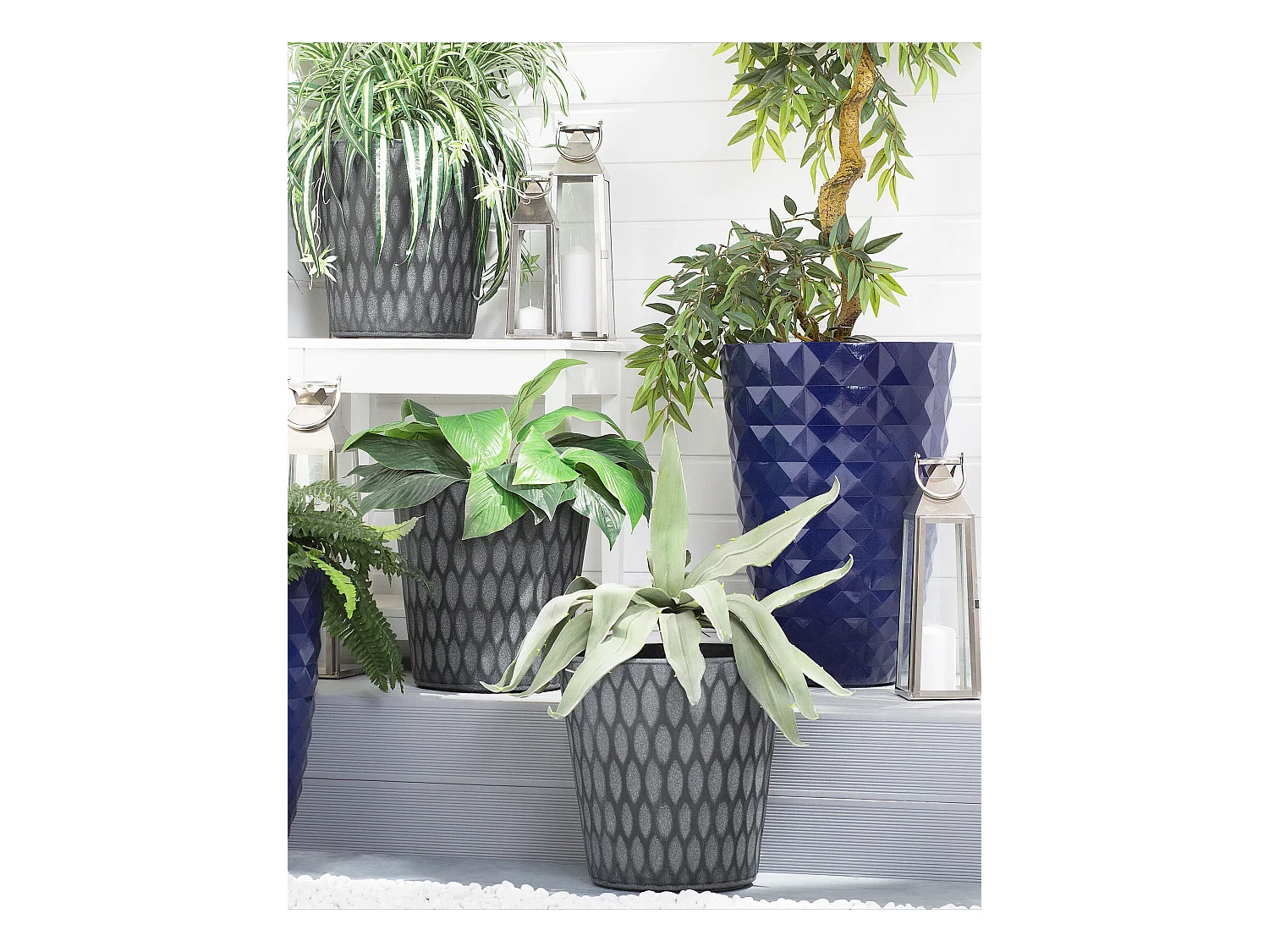 Bloempot set van 2 grijs ⌀ 36 cm LAVRIO