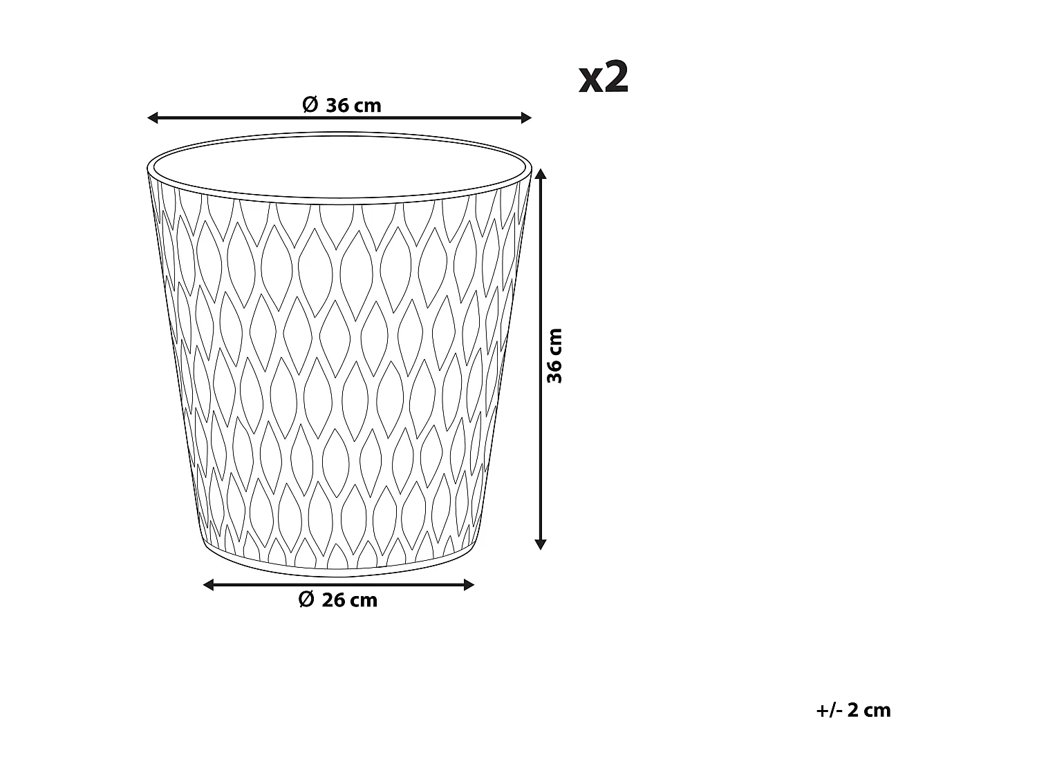 Bloempot set van 2 grijs ⌀ 36 cm LAVRIO