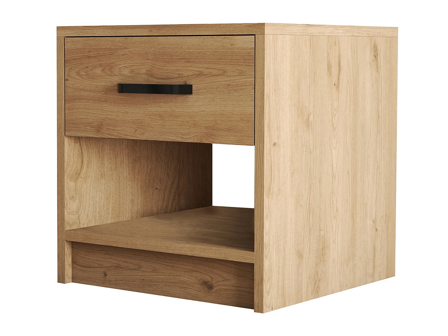 Table de chevet, 100% mélamine aggloméré plaqué, Chêne Couleur 52x46,8x45