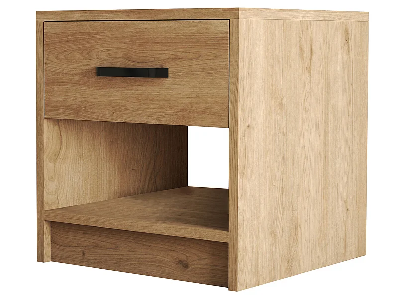 Table de chevet, 100% mélamine aggloméré plaqué, Chêne Couleur 52x46,8x45