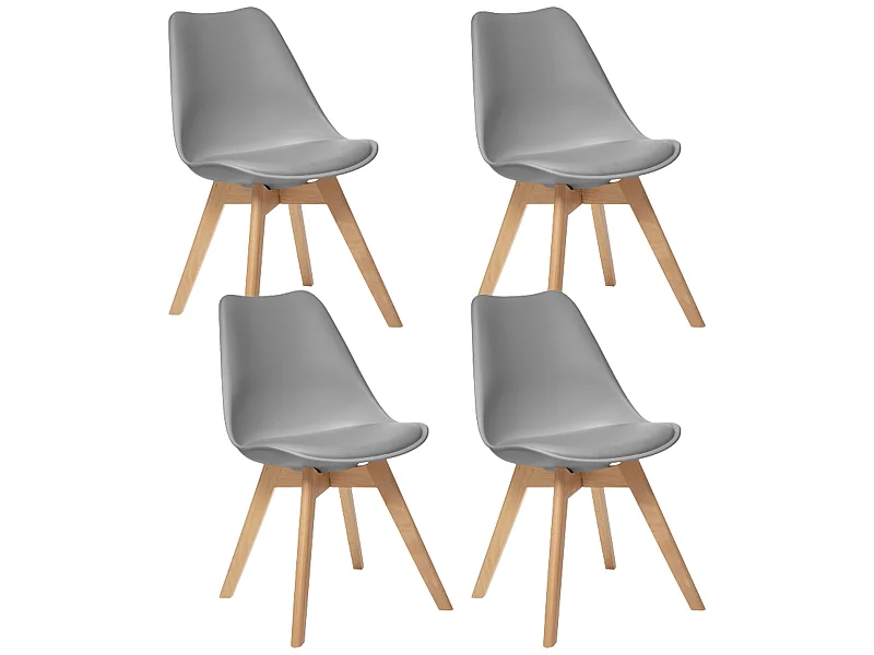 4x chaise grise, jambes de hêtre 52,5x48x82 cm