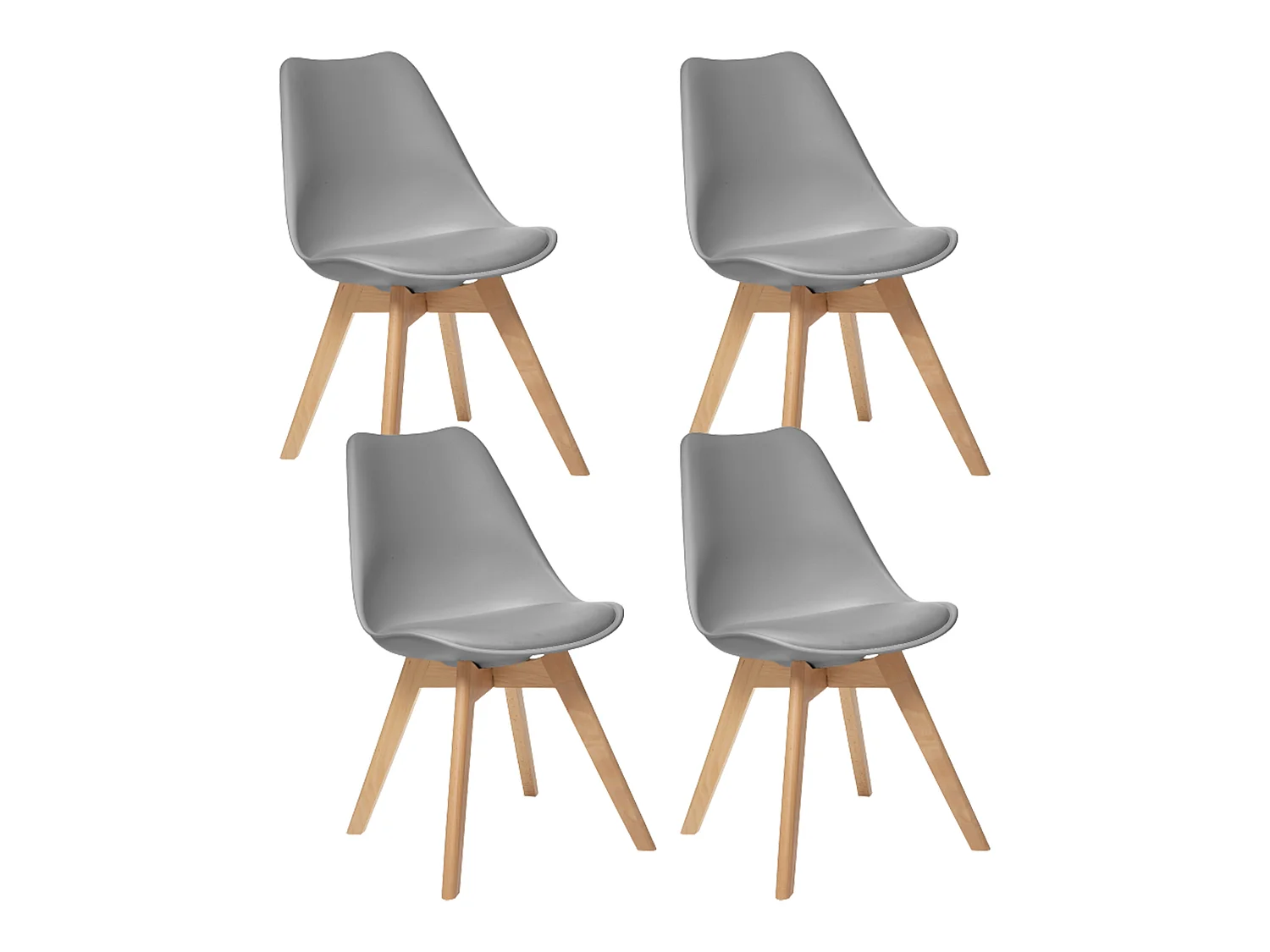 4x chaise grise, jambes de hêtre 52,5x48x82 cm