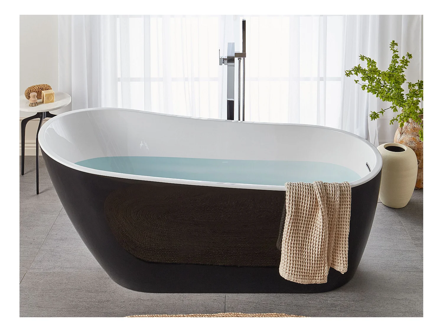 Wanna wolnostojąca SOLARTE 170 x 78 cm Czarny/ biały