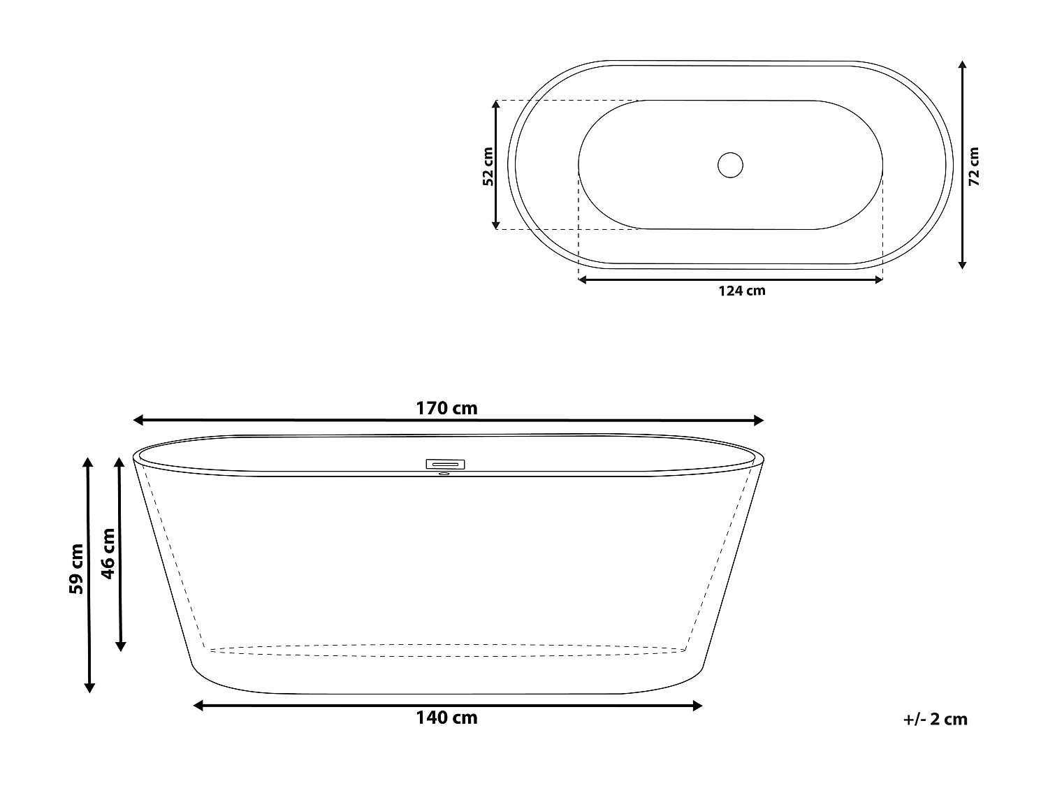 Baignoire îlot HAVANA 170 x 73 cm Blanc