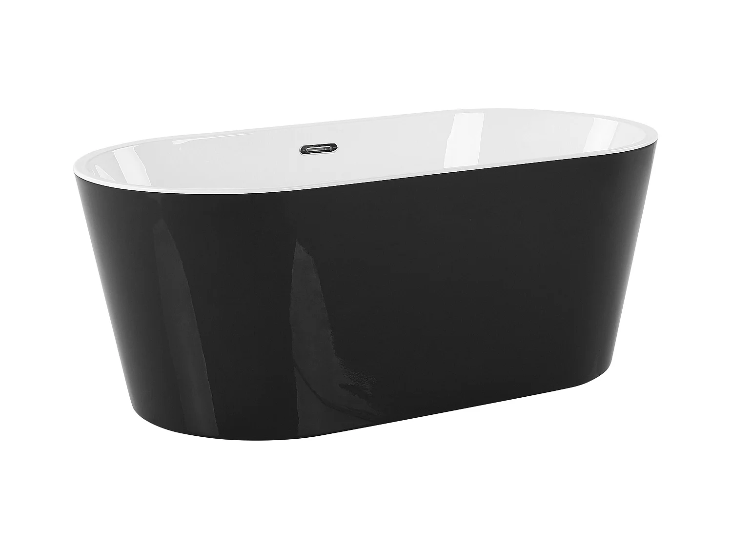 Acryl Badewanne oval freistehend schwarz-weiß mit Überlauf 170 x 72 cm Havana