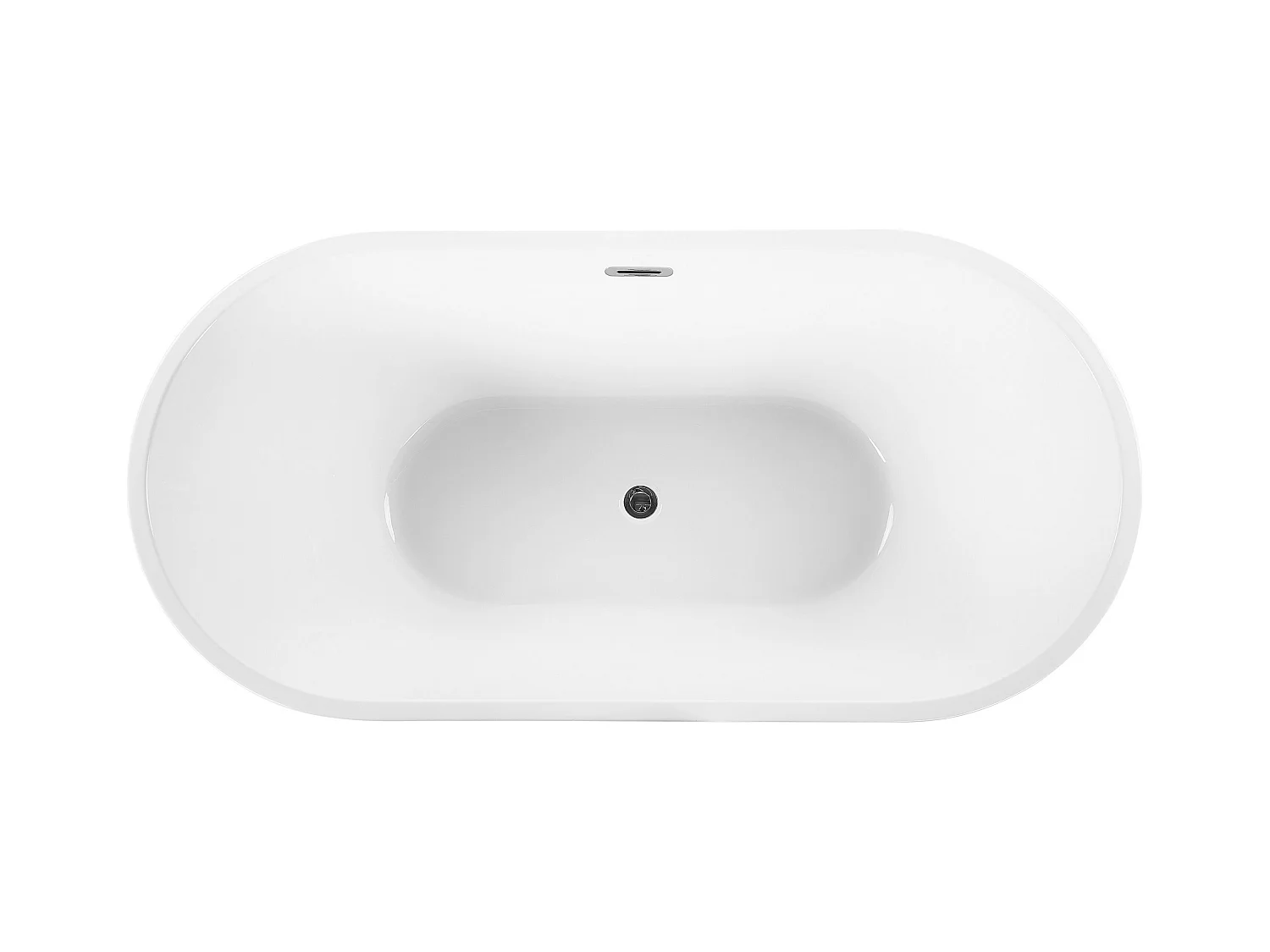 Acryl Badewanne oval freistehend schwarz-weiß mit Überlauf 170 x 72 cm Havana