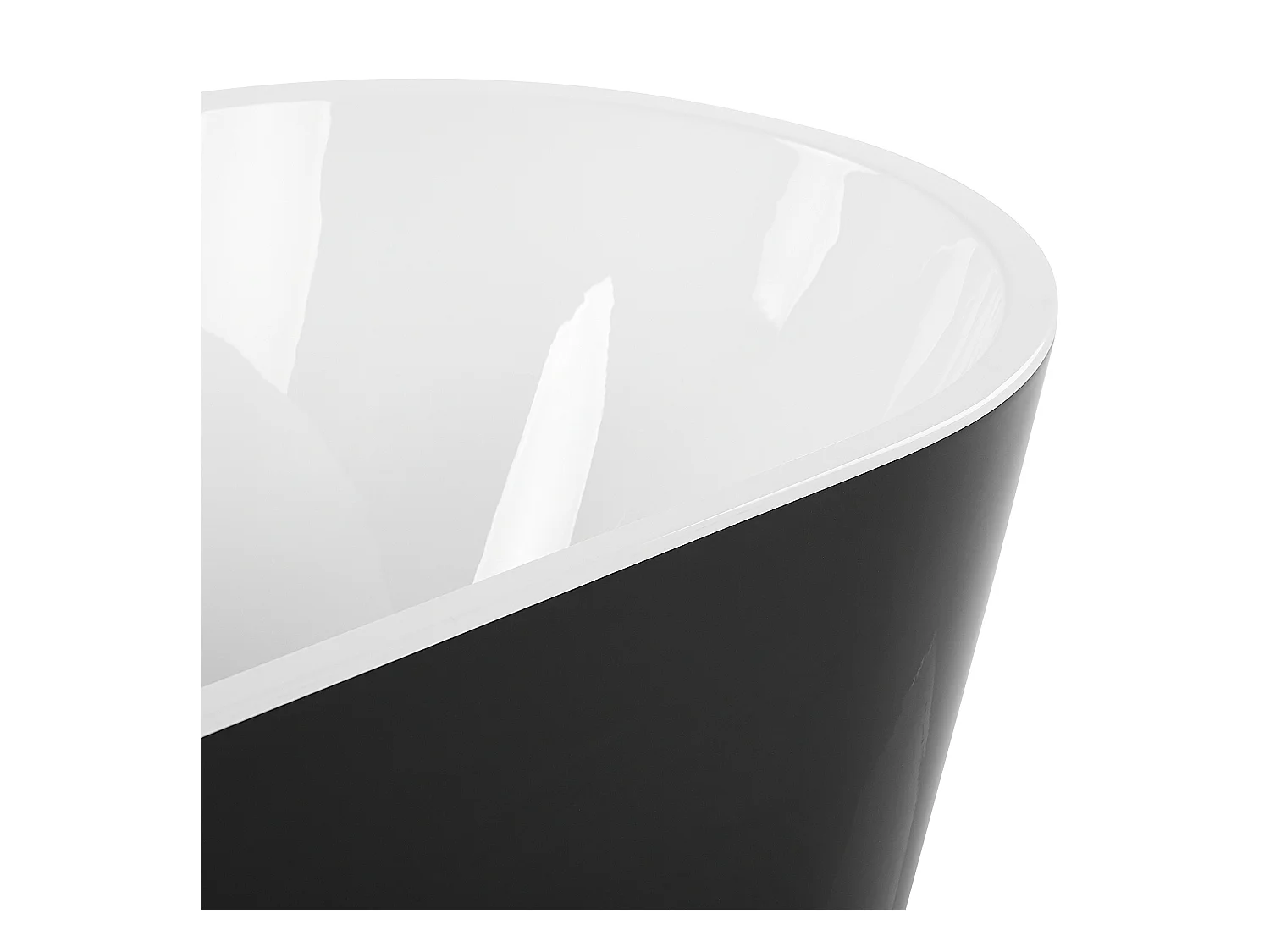 Acryl Badewanne oval freistehend schwarz-weiß mit Überlauf 170 x 72 cm Havana