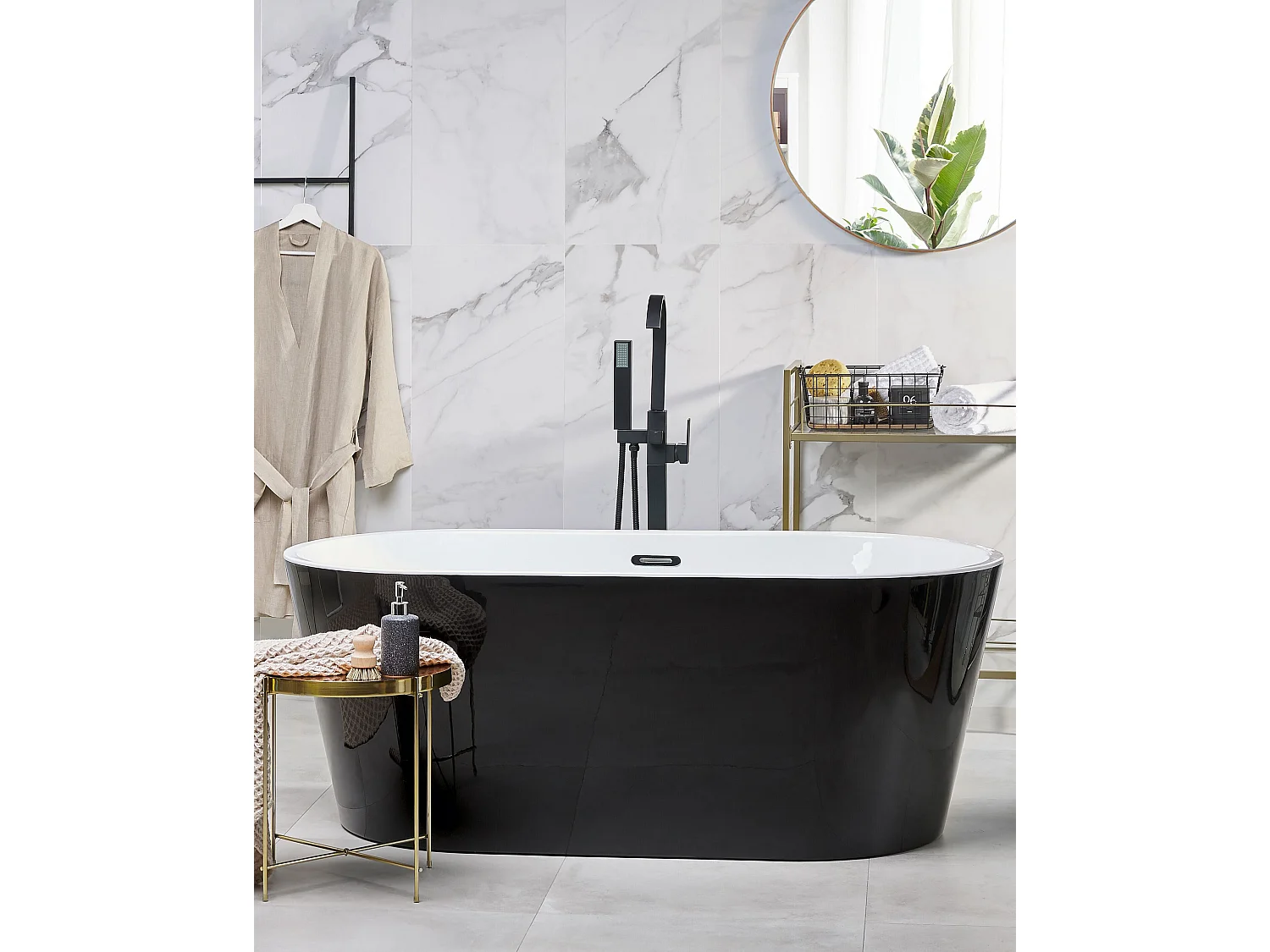 Bañera independiente HAVANA 170 x 73 cm Negro/Blanco