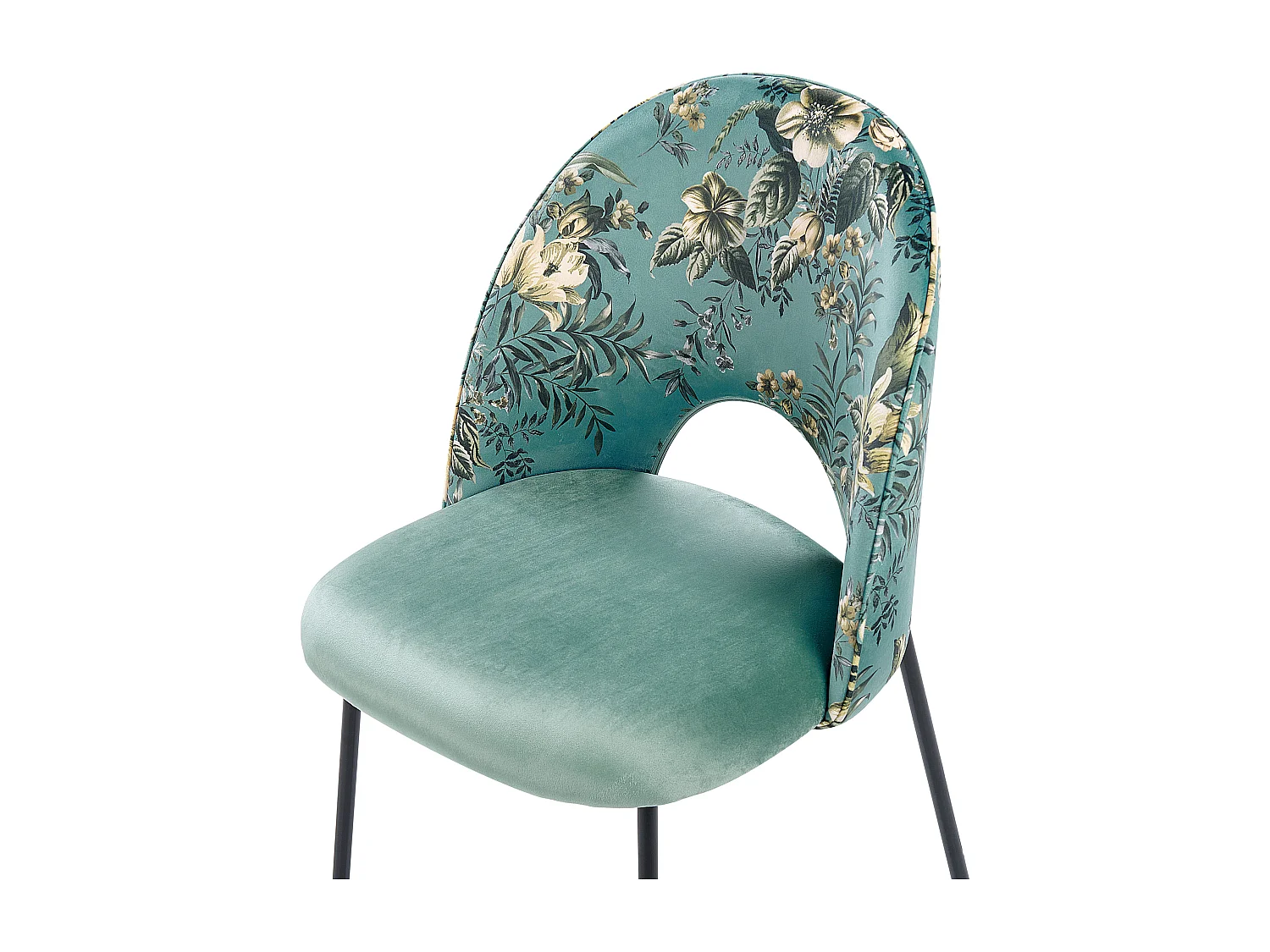 Esszimmerstuhl Samtstoff mintgrün Blumenmuster 2er Set COVELO II