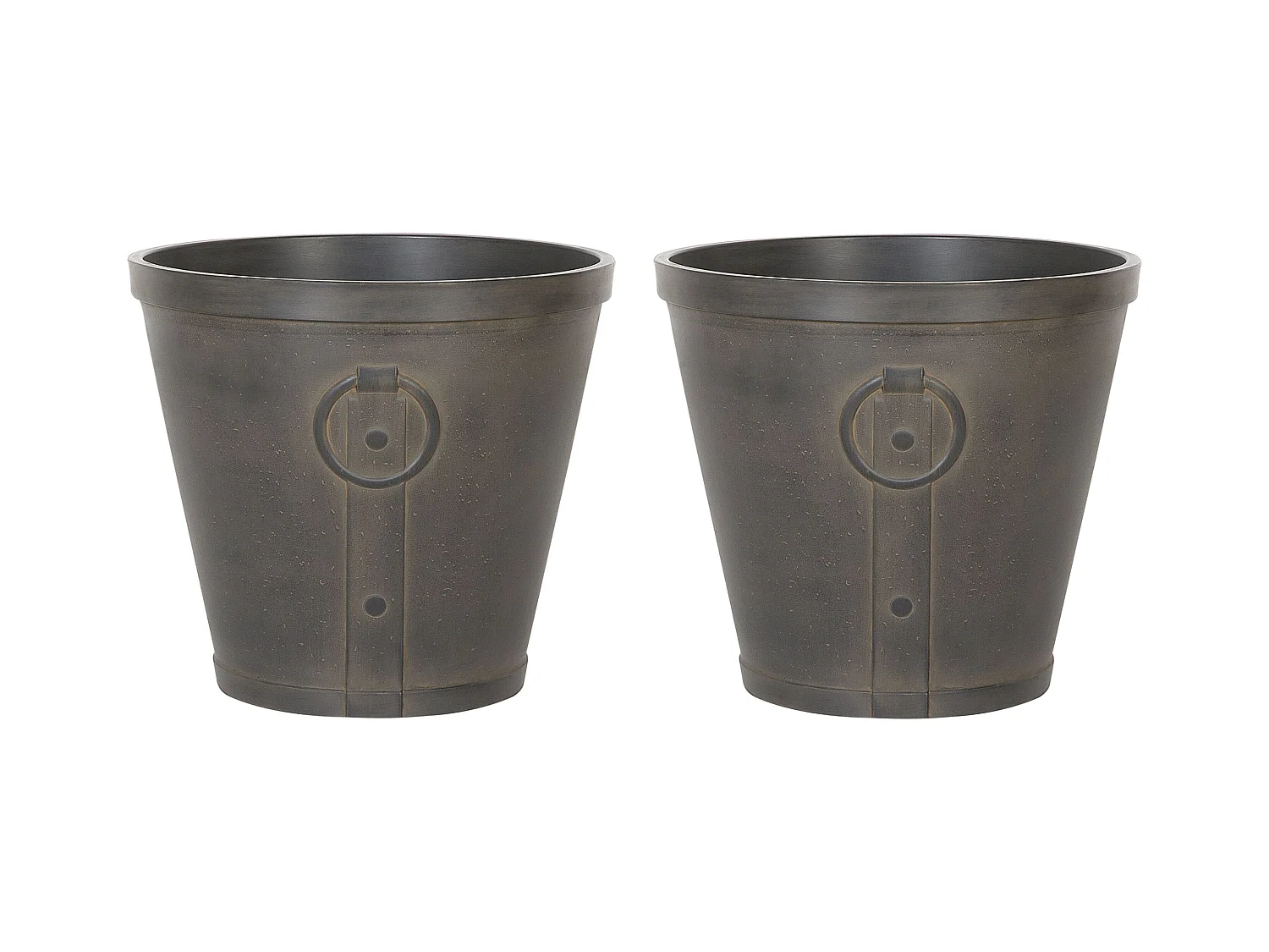 Set van 2 bloempotten VARI Steen 41 cm Bruin