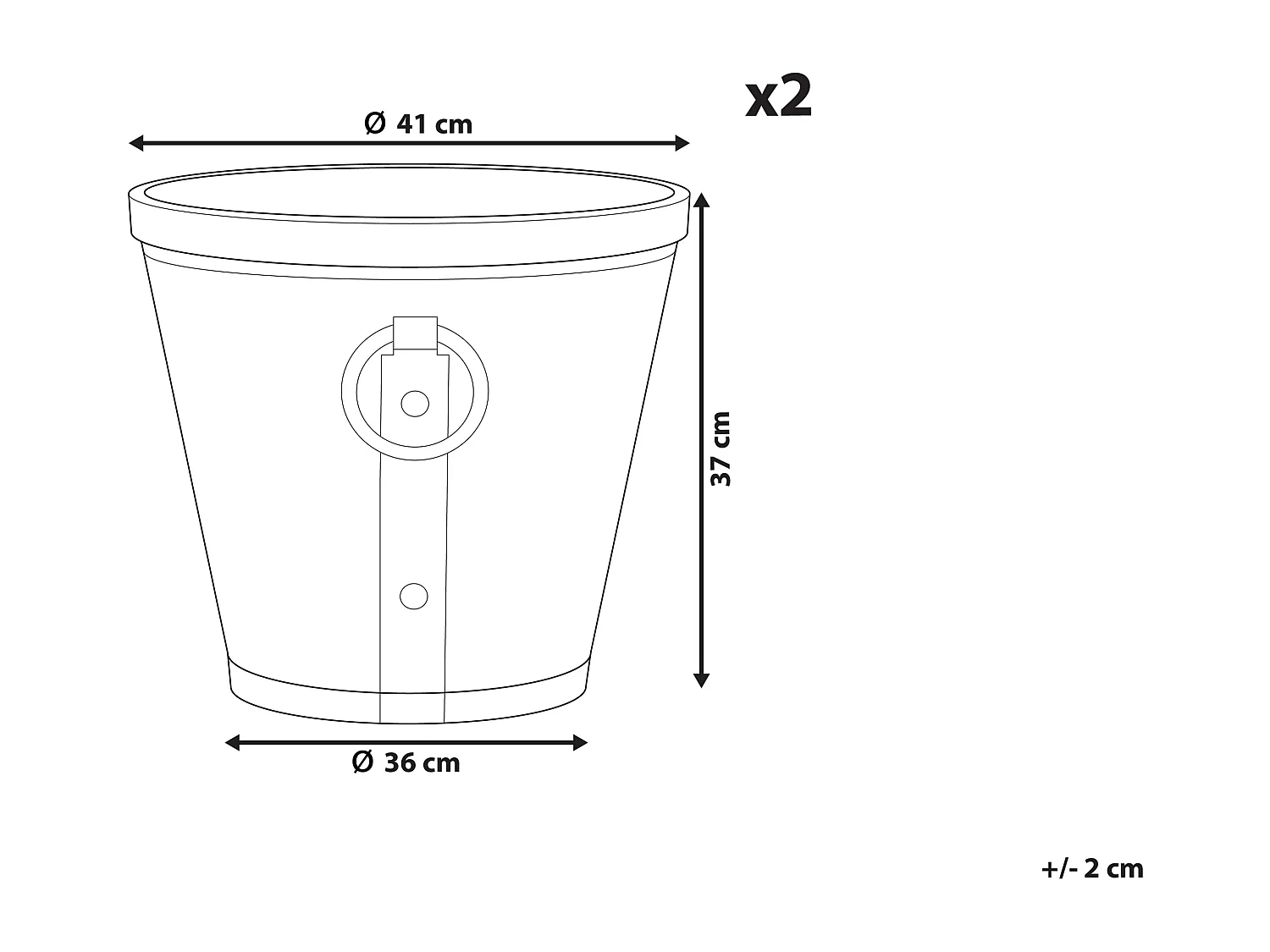 Set van 2 bloempotten VARI Steen 41 cm Bruin