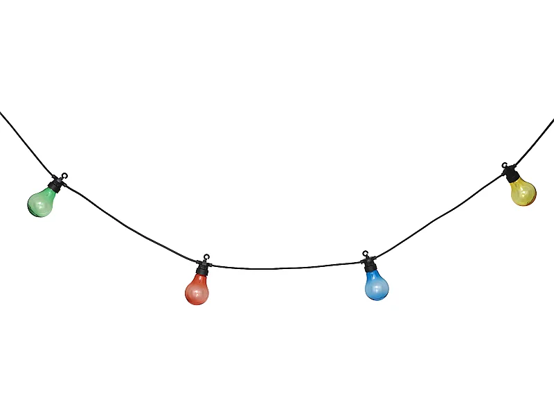 Guirlande Lumineuse Solaire façon guinguette 10 Ampoules de couleurs LED Blanc chaud  sur 5 mètres