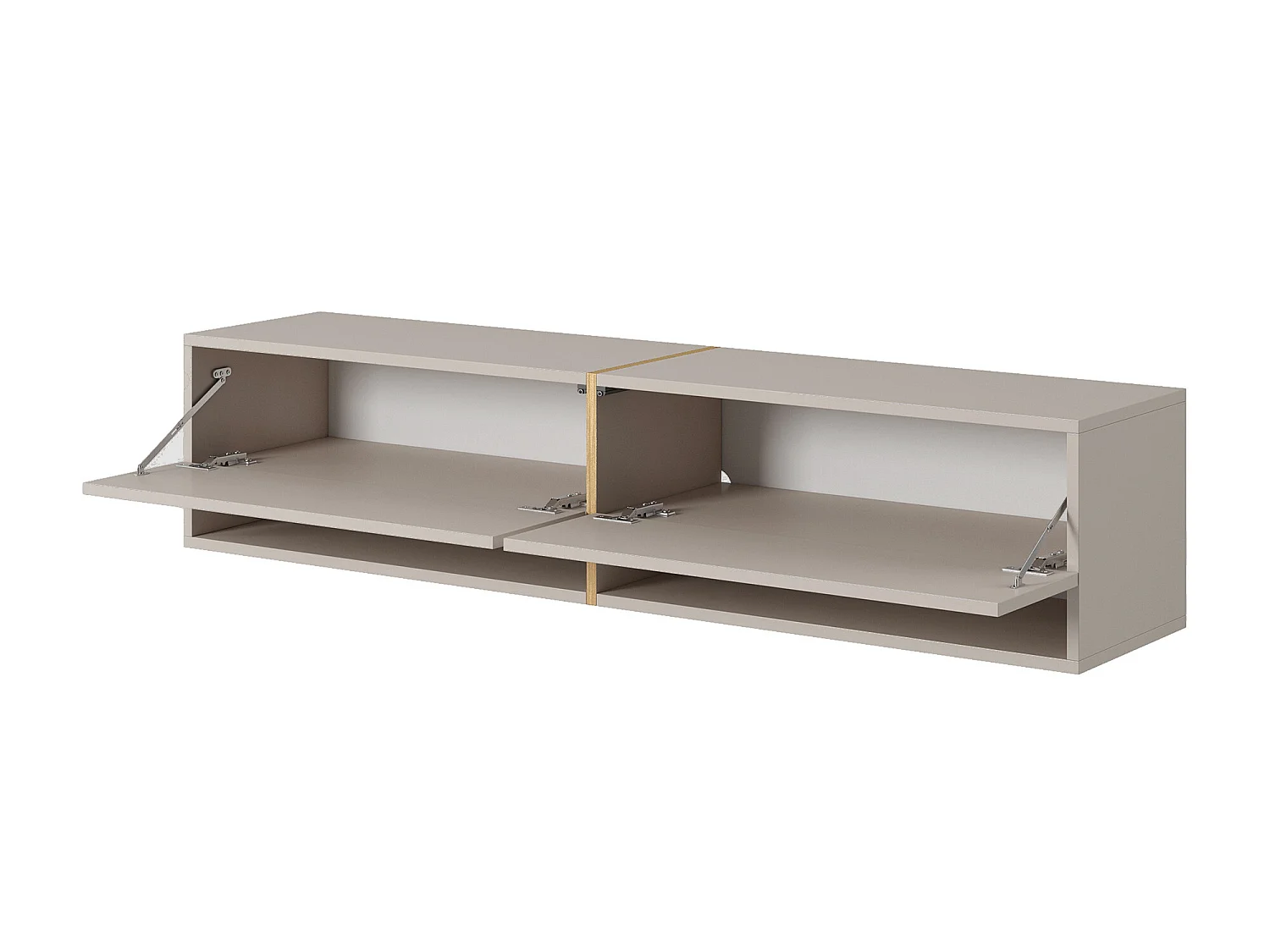 Meuble TV - 140 cm - taupe (gris-beige) avec insert doré - MIRRGO