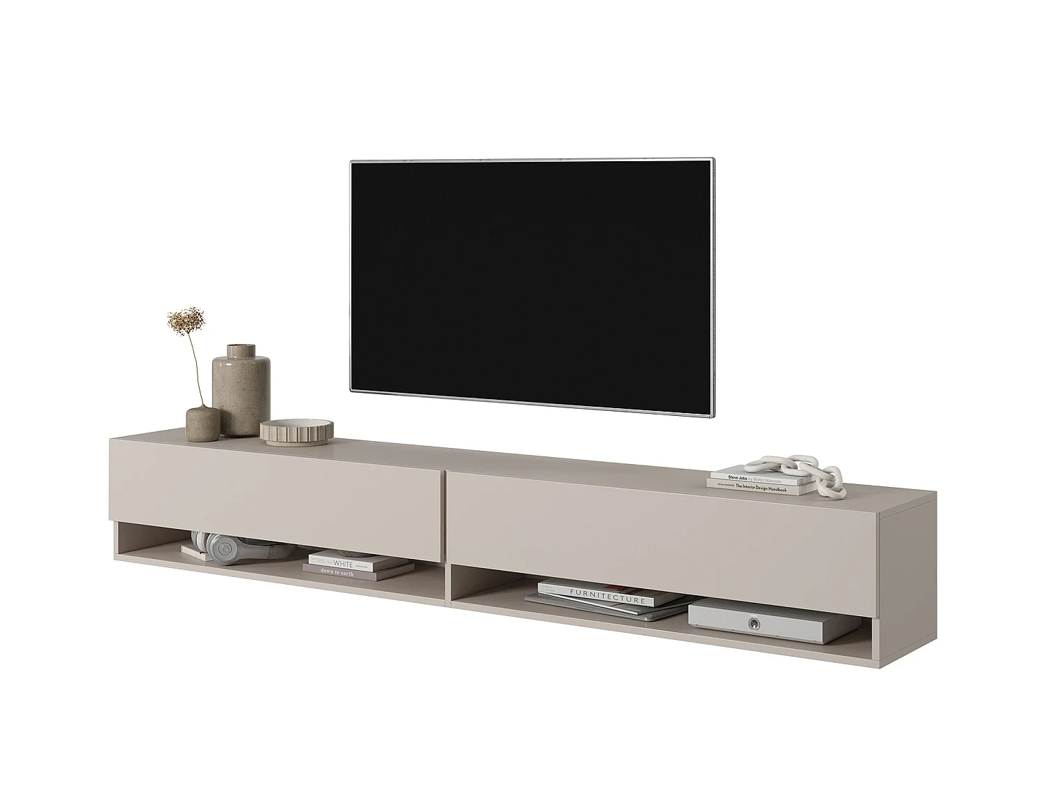 Mobile TV - 200 cm - sospeso - taupe (grigio-beige) - MIRRGO