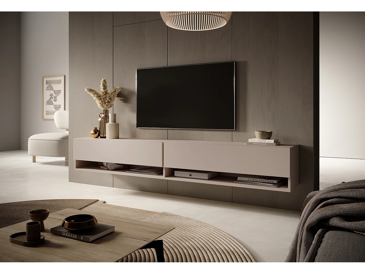 Meuble TV - 200 cm - taupe (gris-beige) - MIRRGO