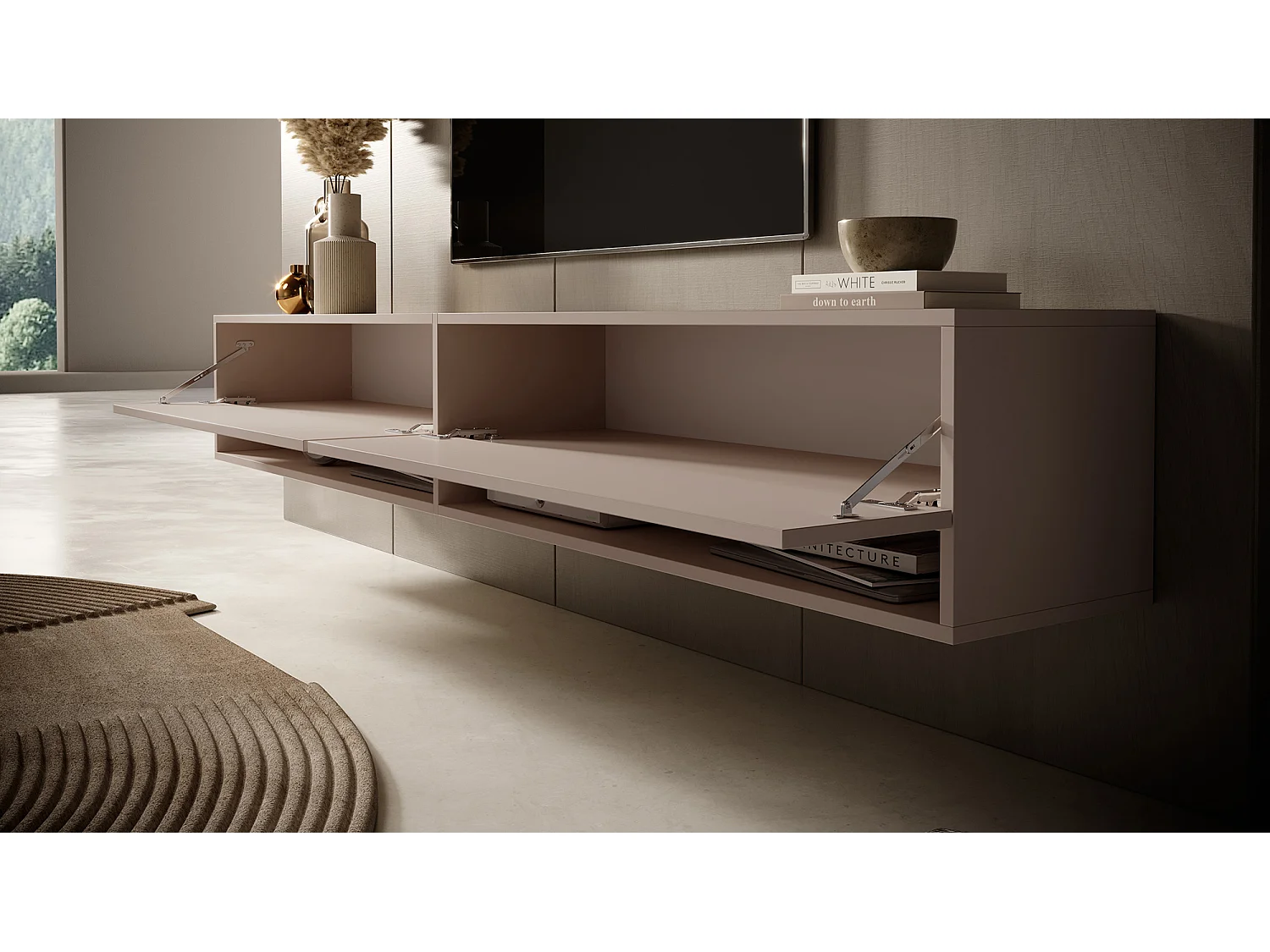 Meuble TV - 200 cm - taupe (gris-beige) - MIRRGO