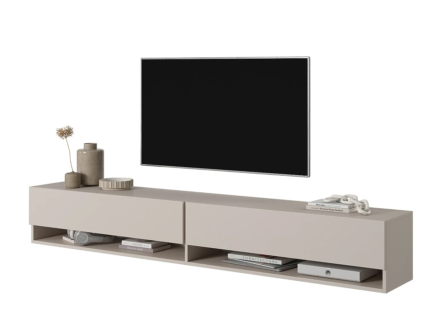 Meuble TV - 200 cm - taupe (gris-beige) - MIRRGO