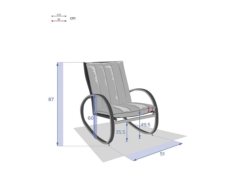 Fauteuil à bascule Nevada noir graphite Hespéride