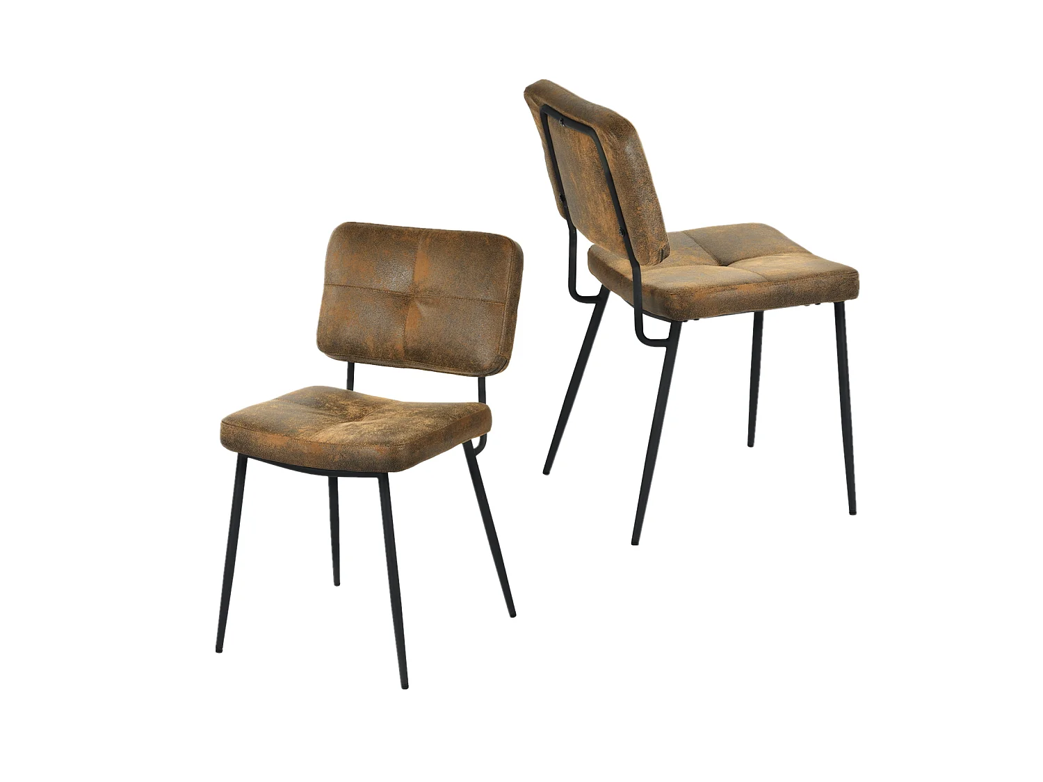 Lot De 2 Chaises De Salle À Manger Rétro Vintage Avec Dossier Assise Rembourrée En Suédine Marron
