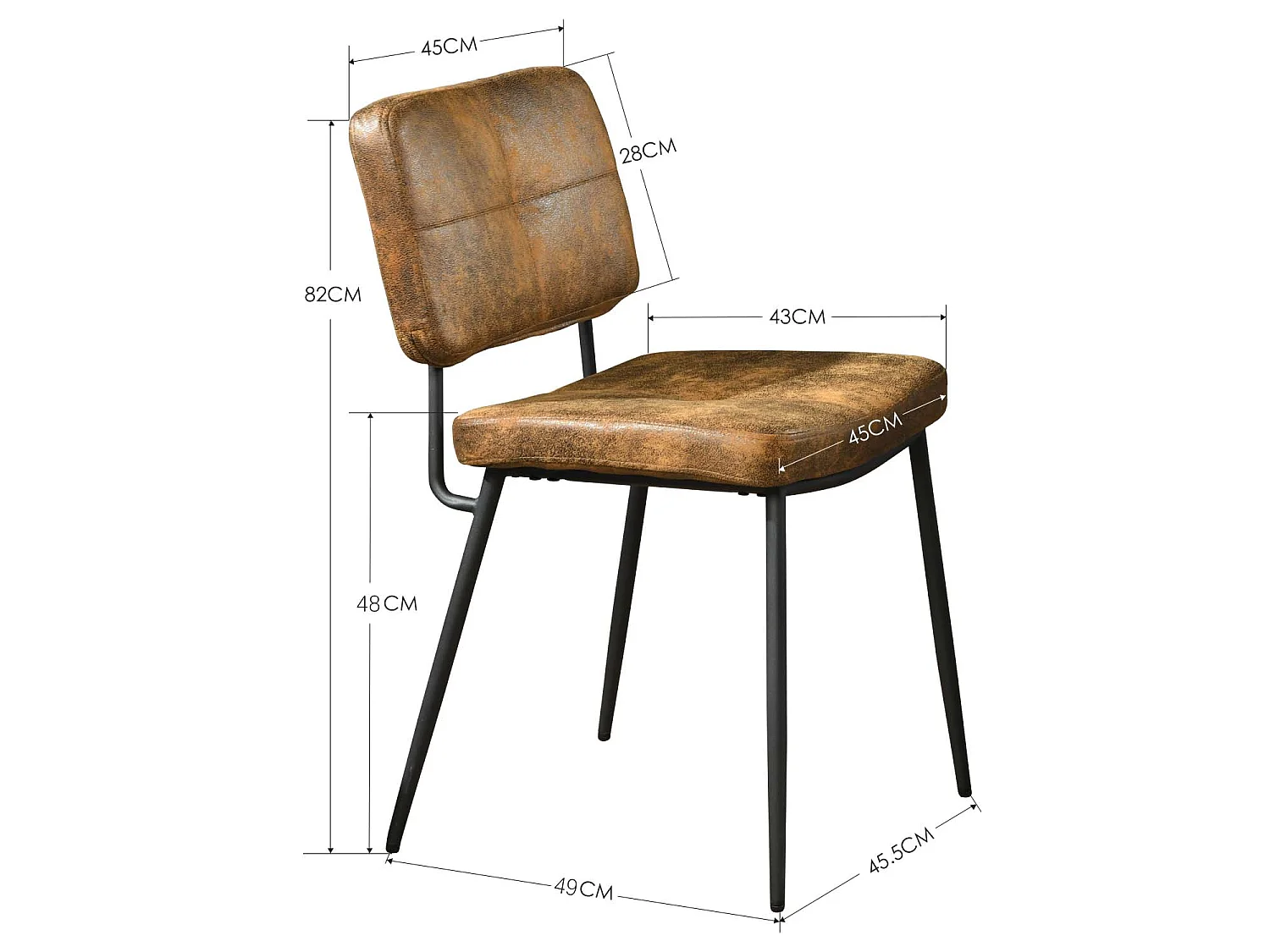 Lot De 2 Chaises De Salle À Manger Rétro Vintage Avec Dossier Assise Rembourrée En Suédine Marron