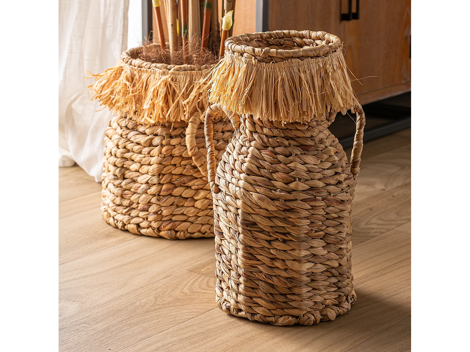 Corbeille en fibre naturelle marron 36x36x33 cm