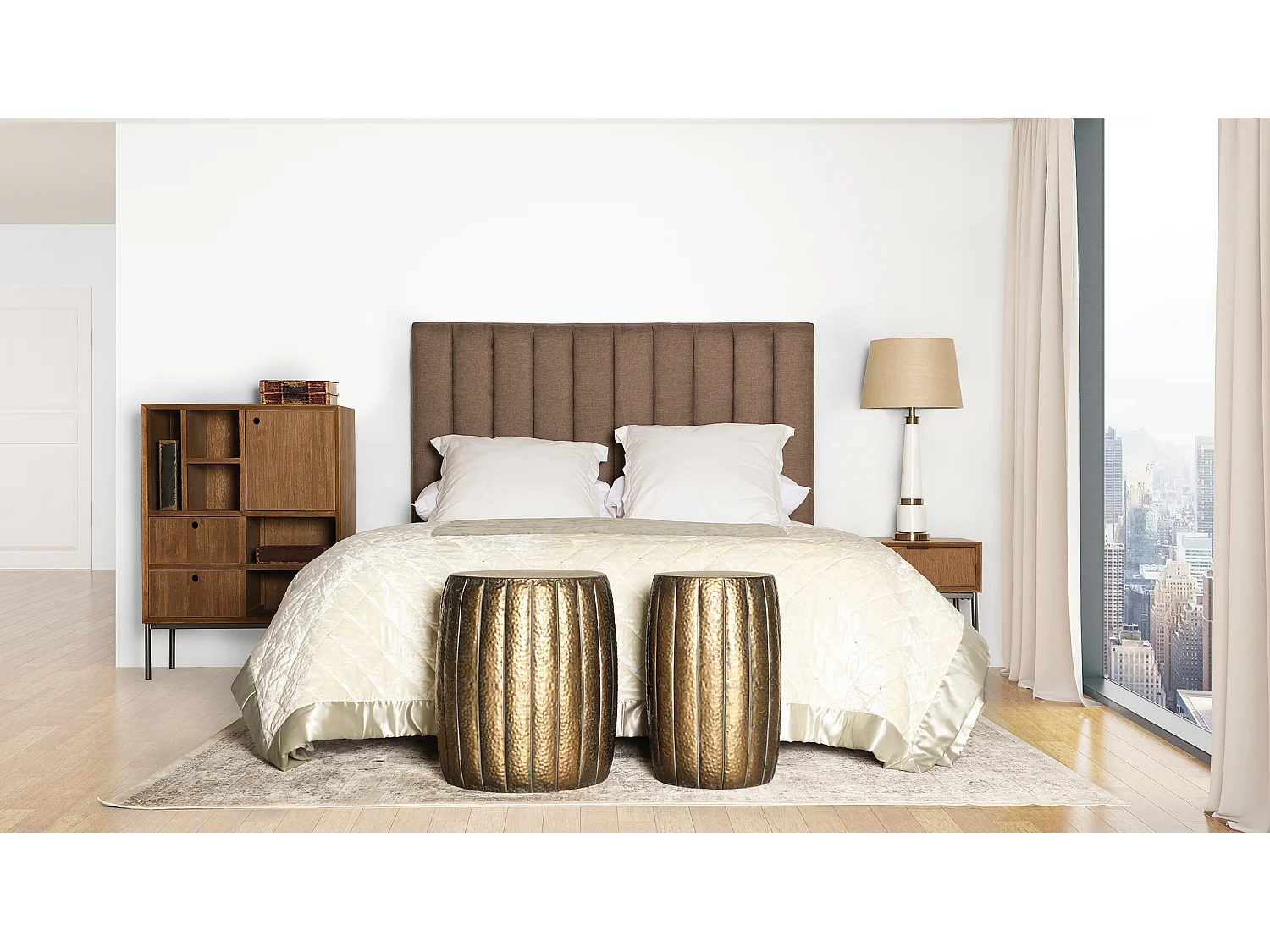 Mesa auxiliar de hierro en color oro de 44x44x50cm