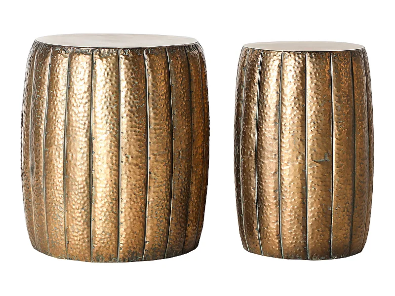 Mesa auxiliar de hierro en color oro de 44x44x50cm