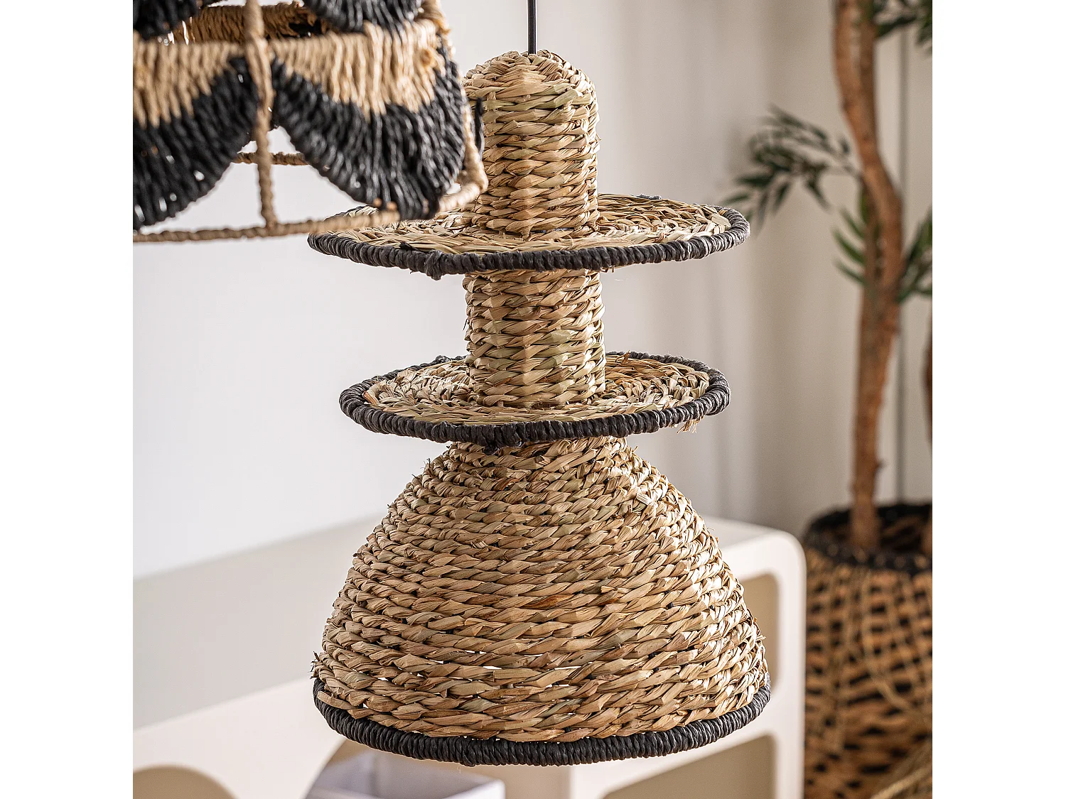 Lustre en fibre naturelle  27x27x38 cm