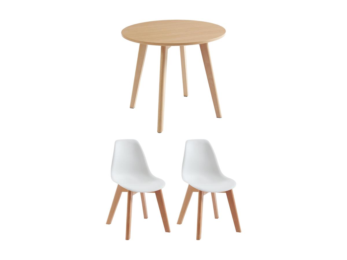 Set aus Kindertisch LOULOUNE + 2 Stühlen LILINOU - Holzfarben und Weiß günstig online kaufen