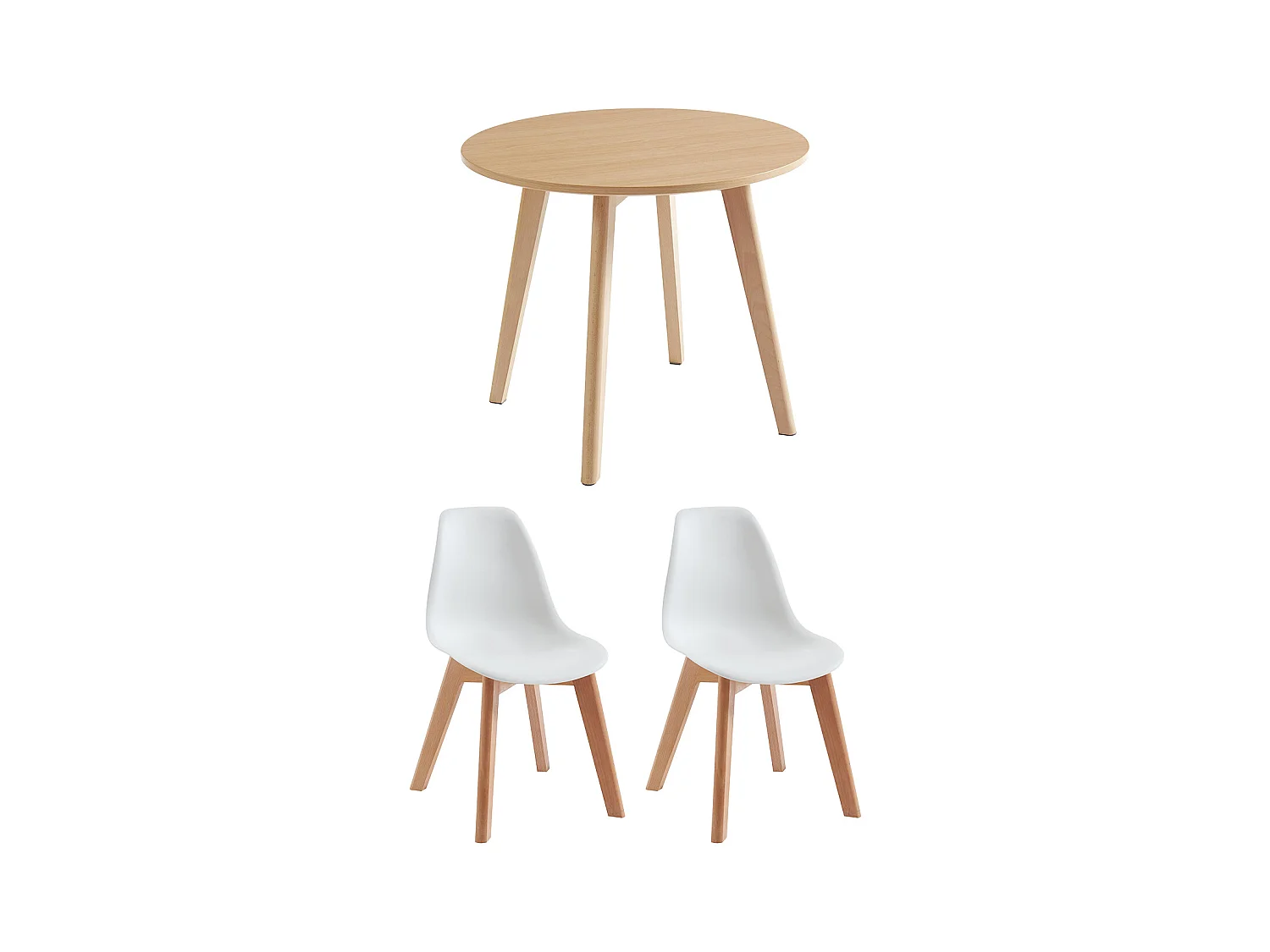Conjunto mesa para niños LOULOUNE + 2 sillas LILINOU - Natural y blanco
