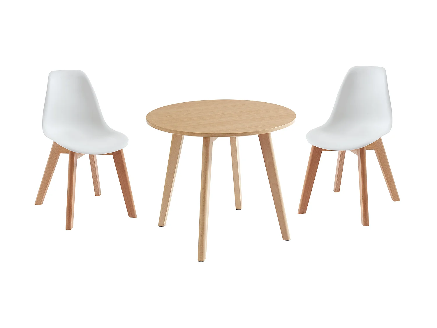 Set van kindertafel LOULOUNE + 2 stoelen LILINOU - Naturel en wit