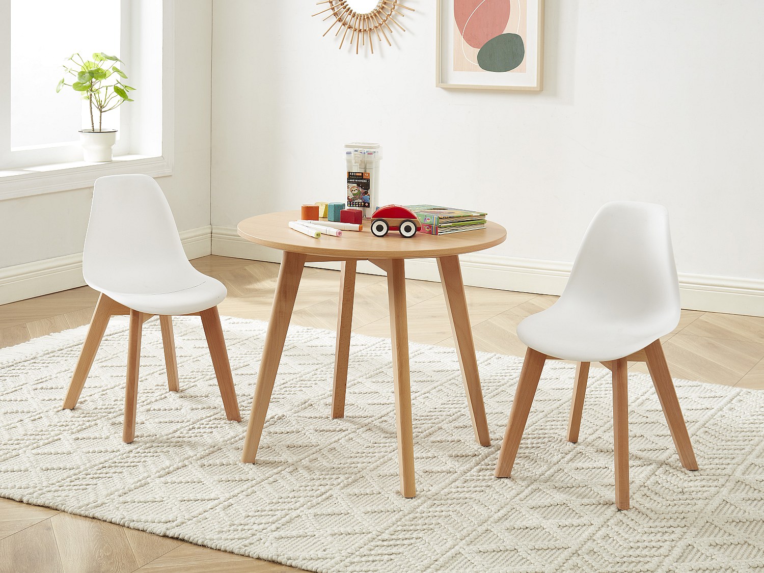 Vente-unique Set Aus Kindertisch Louloune + 2 Stühlen Lilinou - Holzfarben Und Weiß