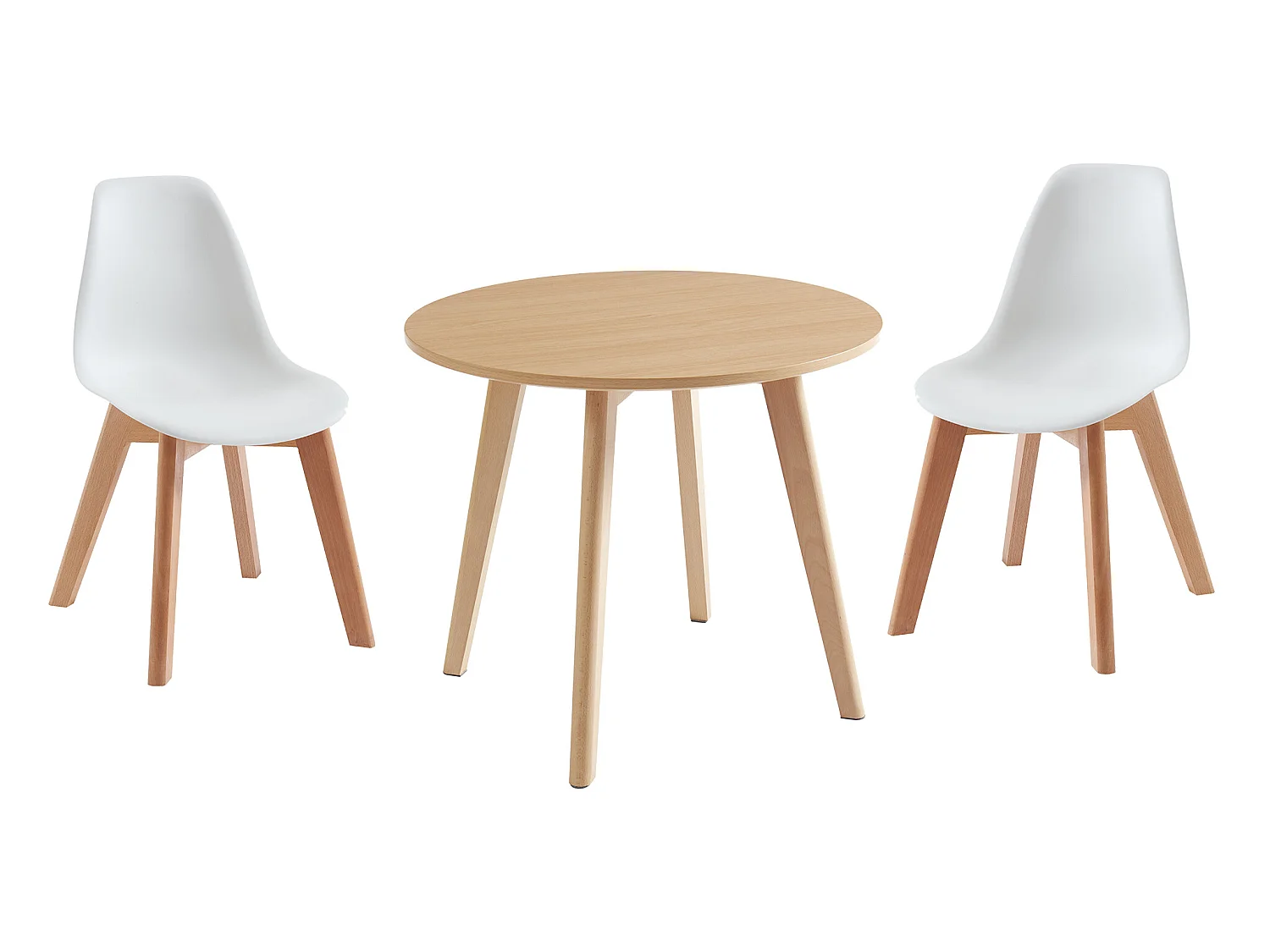 Ensemble table enfant LOULOUNE + 2 chaises LILINOU - Naturel et blanc