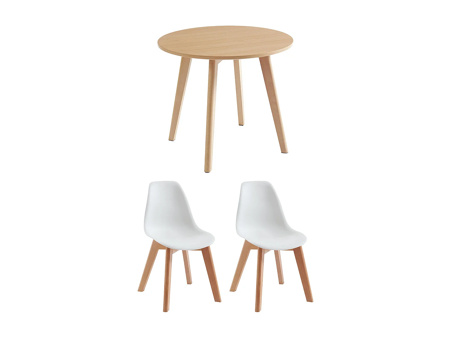 Ensemble table enfant LOULOUNE + 2 chaises LILINOU - Naturel et blanc